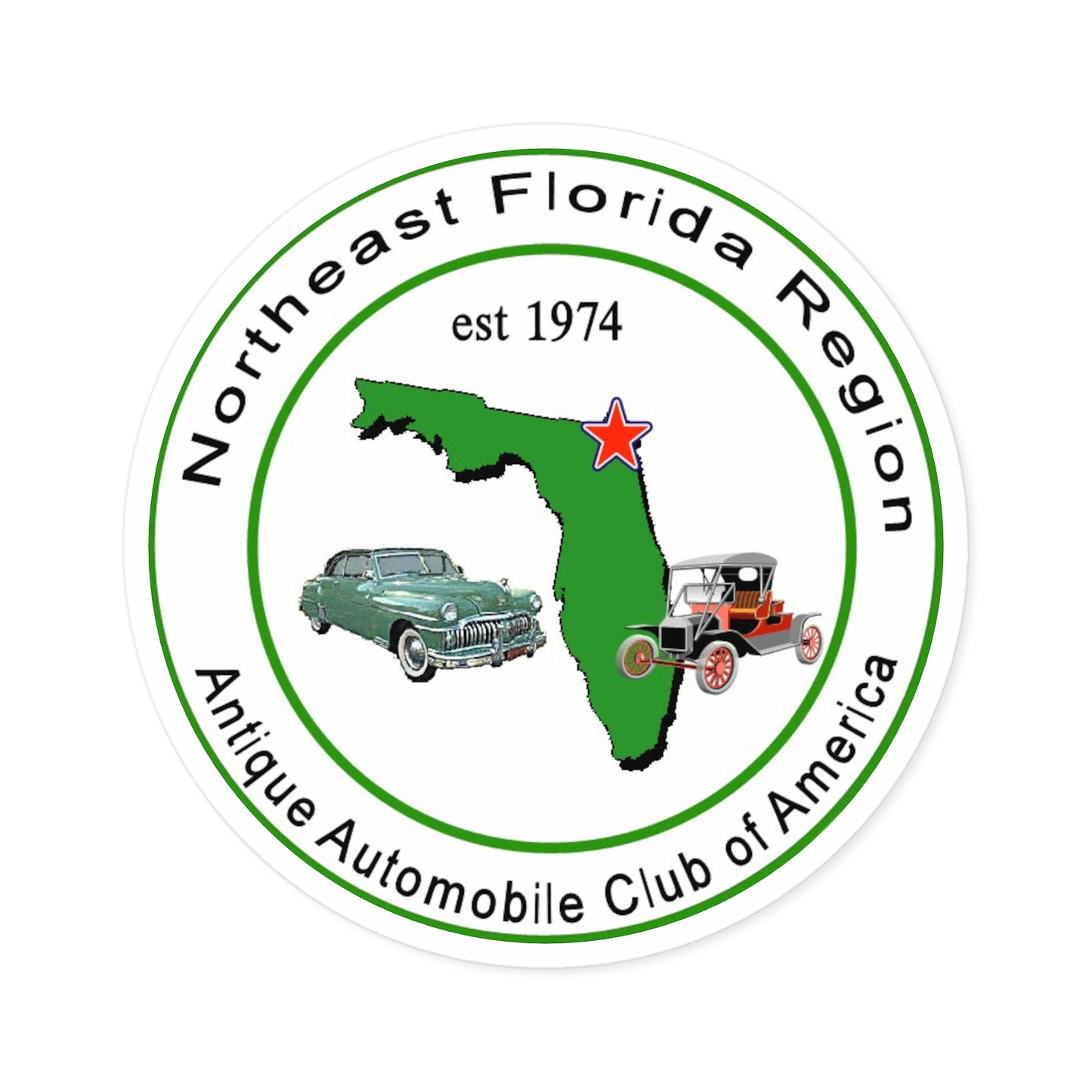 Northeast Florida Region AACA Round Stickers - Perfect for Enthusiasts & Collectors
