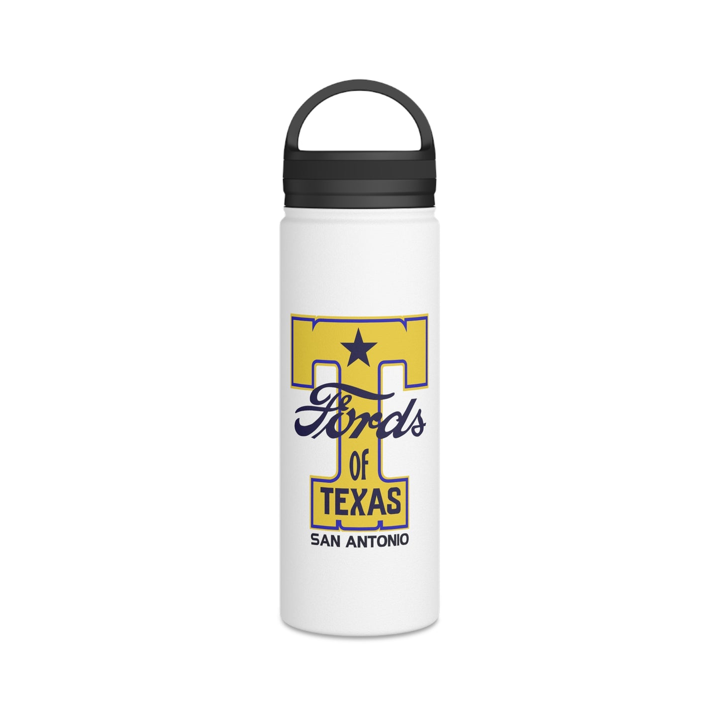 T Fords of Texas Stainless Steel Water Bottle, Handle Lid