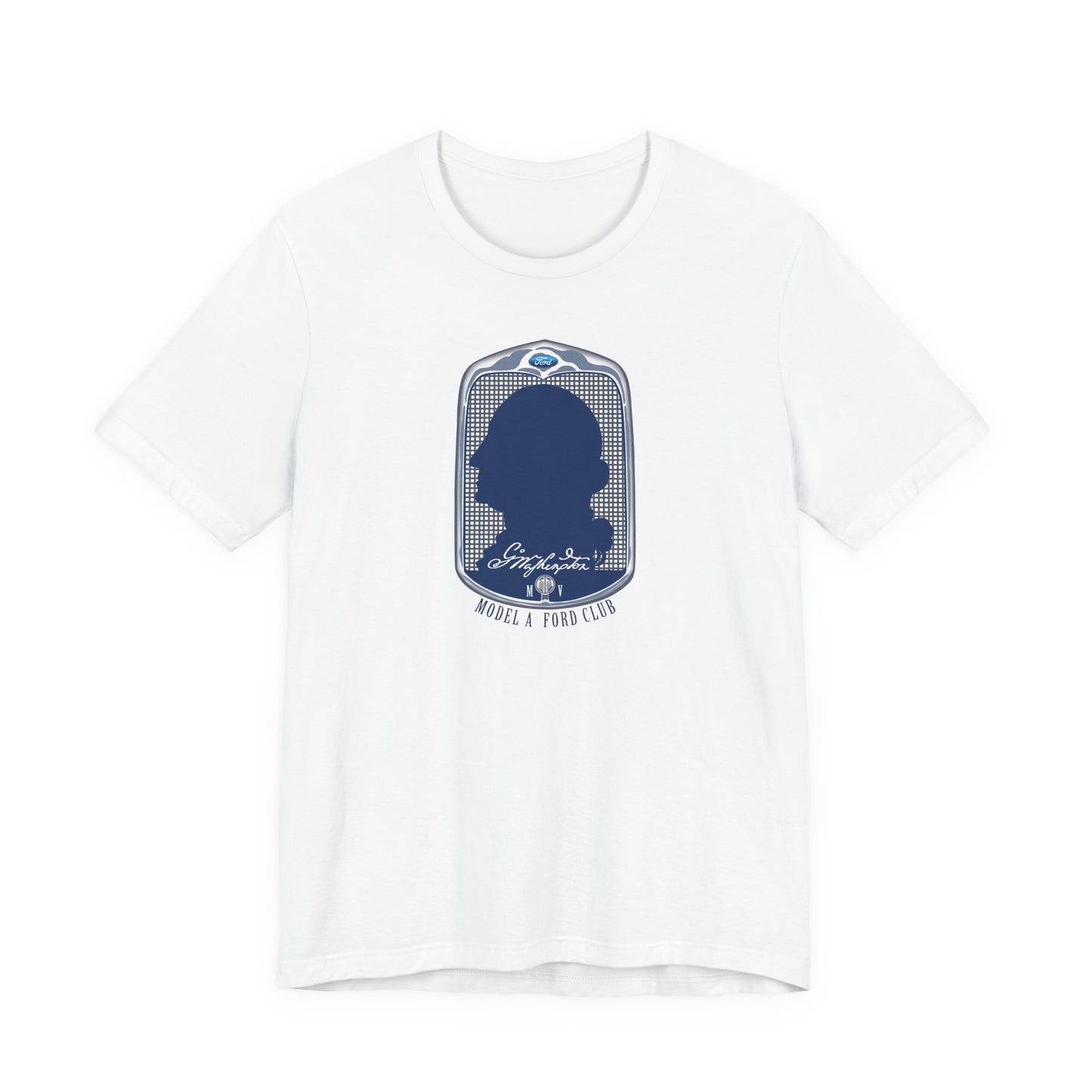 George Washington Model A Ford Club (front blue logo) Unisex Jersey Short Sleeve Tee