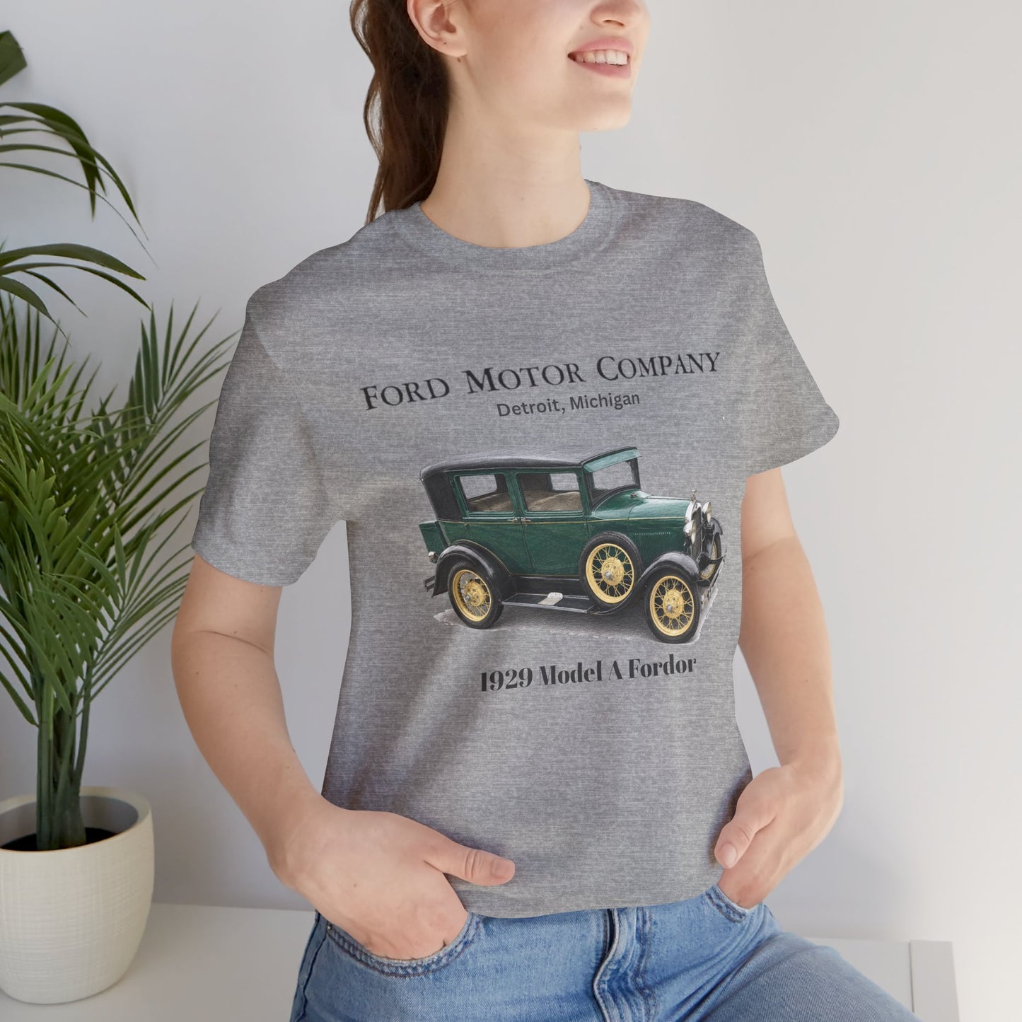 1929 Ford Model A Fordor Tee – Ford Motor Company Retro Car Shirt (French Lick)