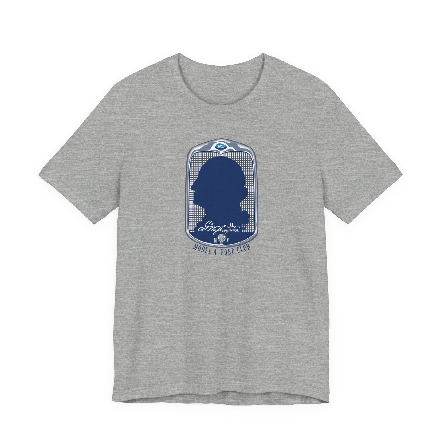 George Washington Model A Ford Club (front blue logo) Unisex Jersey Short Sleeve Tee