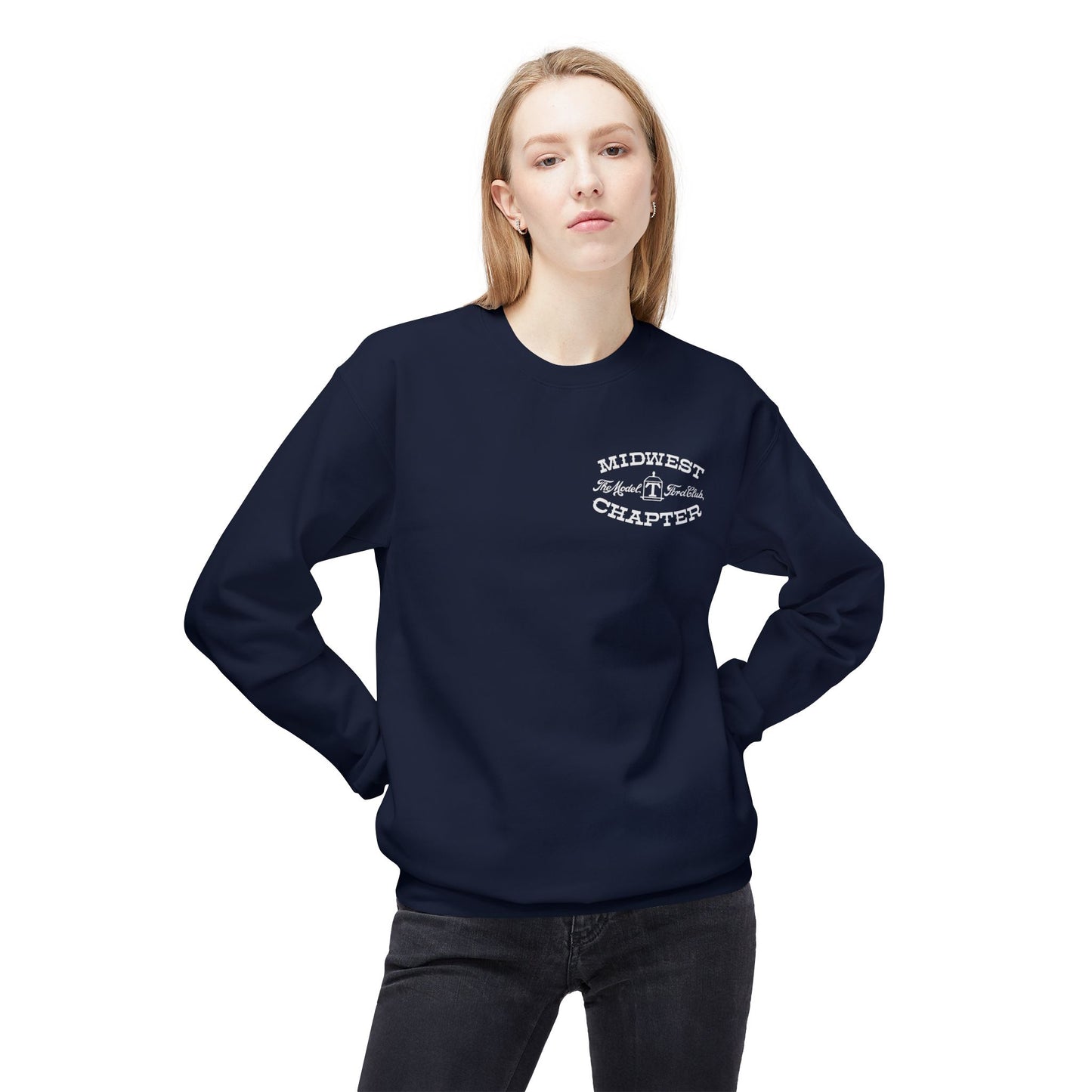 Midwest Chapter - The Model T Ford Club (front logo) Unisex Fleece Crewneck Sweatshirt - Cozy & Stylish