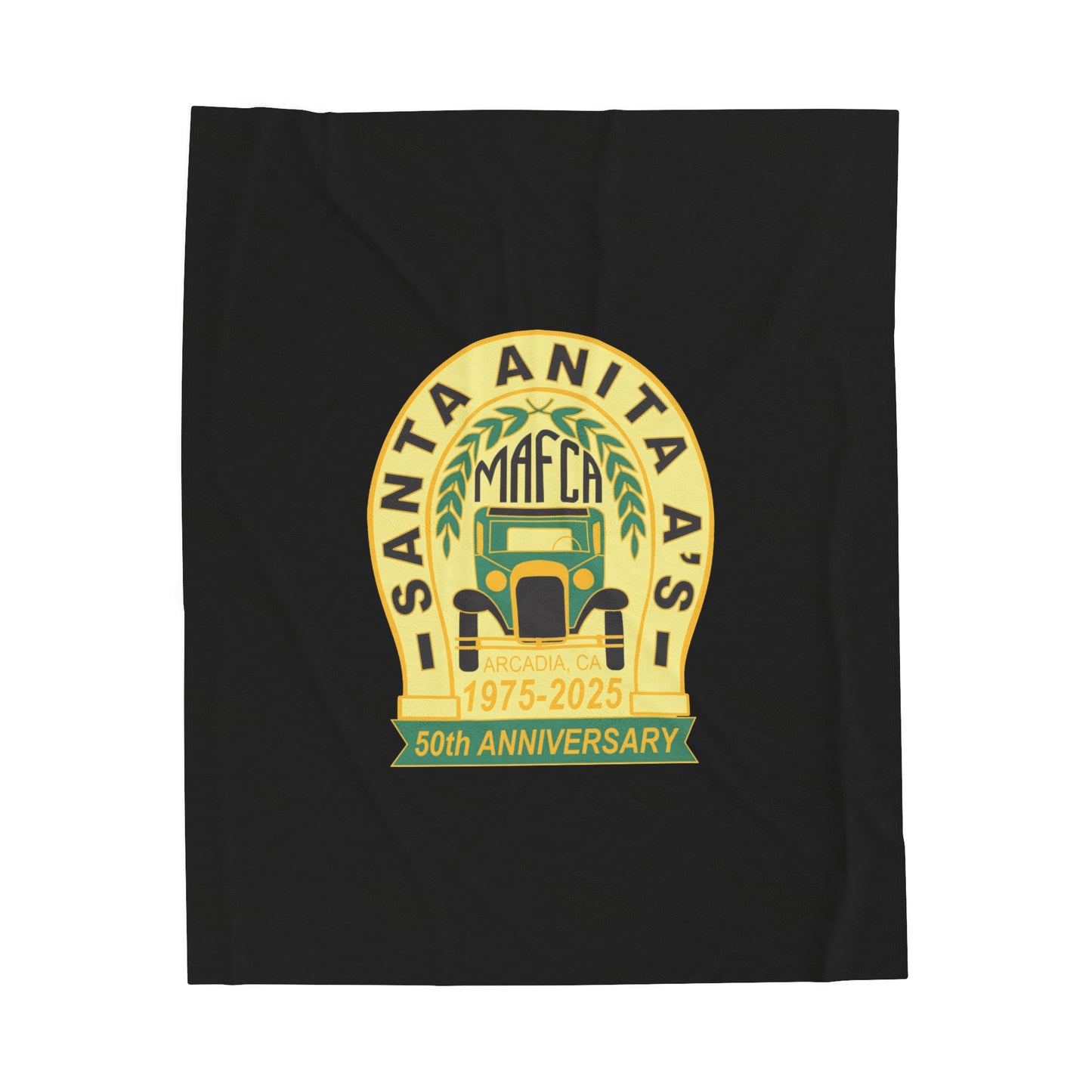 Santa Anita A's 50th Anniversary Velveteen Plush Blanket - Cozy Celebration Gift for your open car