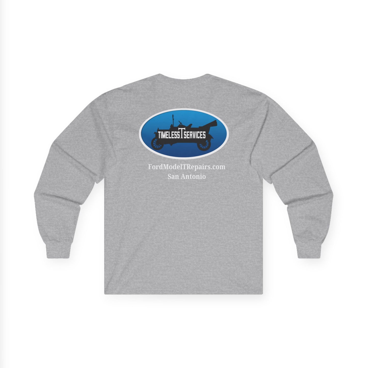 Timeless T Services Unisex Long Sleeve Tee - Ford Model T Repairs - Black