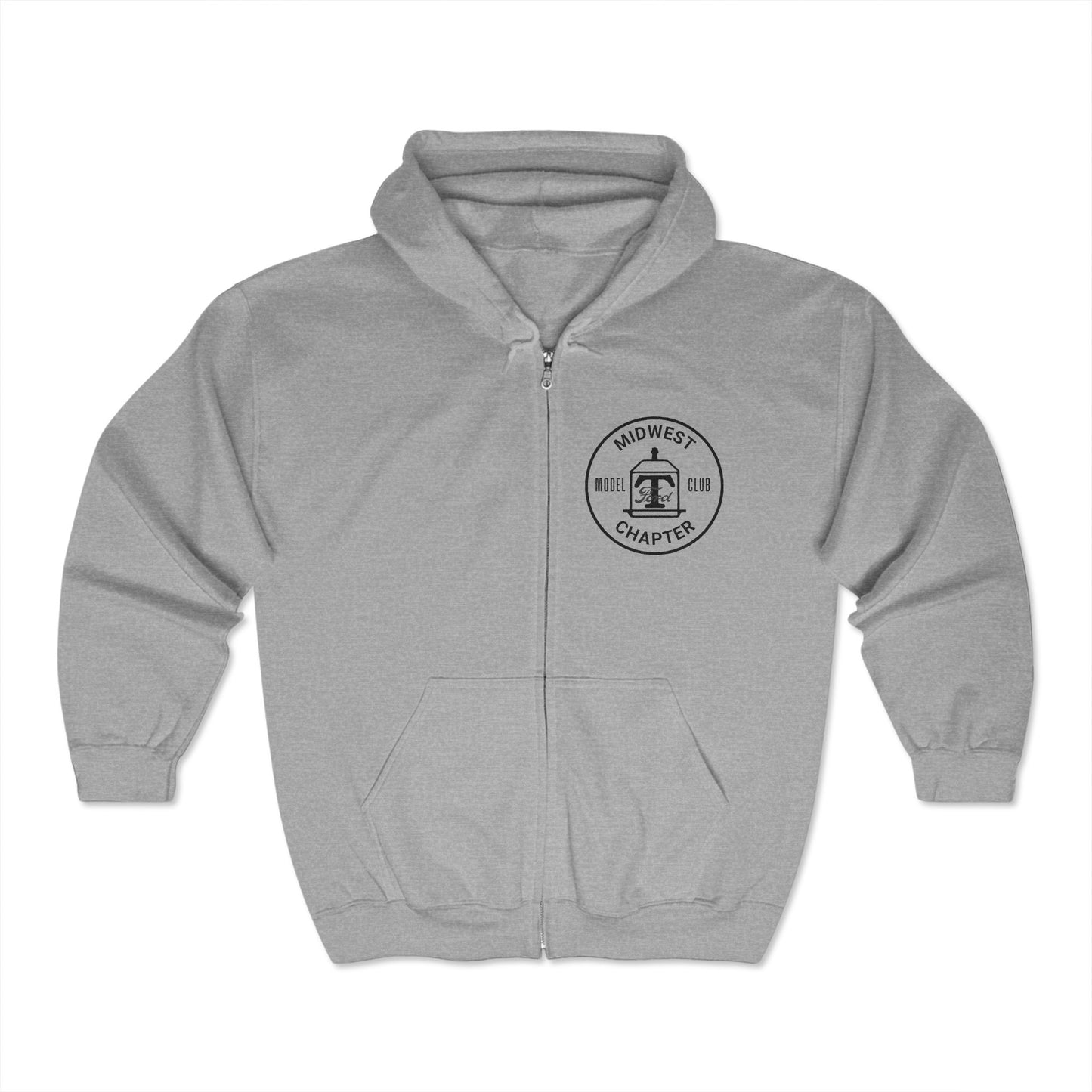 Midwest Chapter - The Model T Ford Club (front and back logos) Unisex Heavy Blend™ Full Zip Hooded Sweatshirt