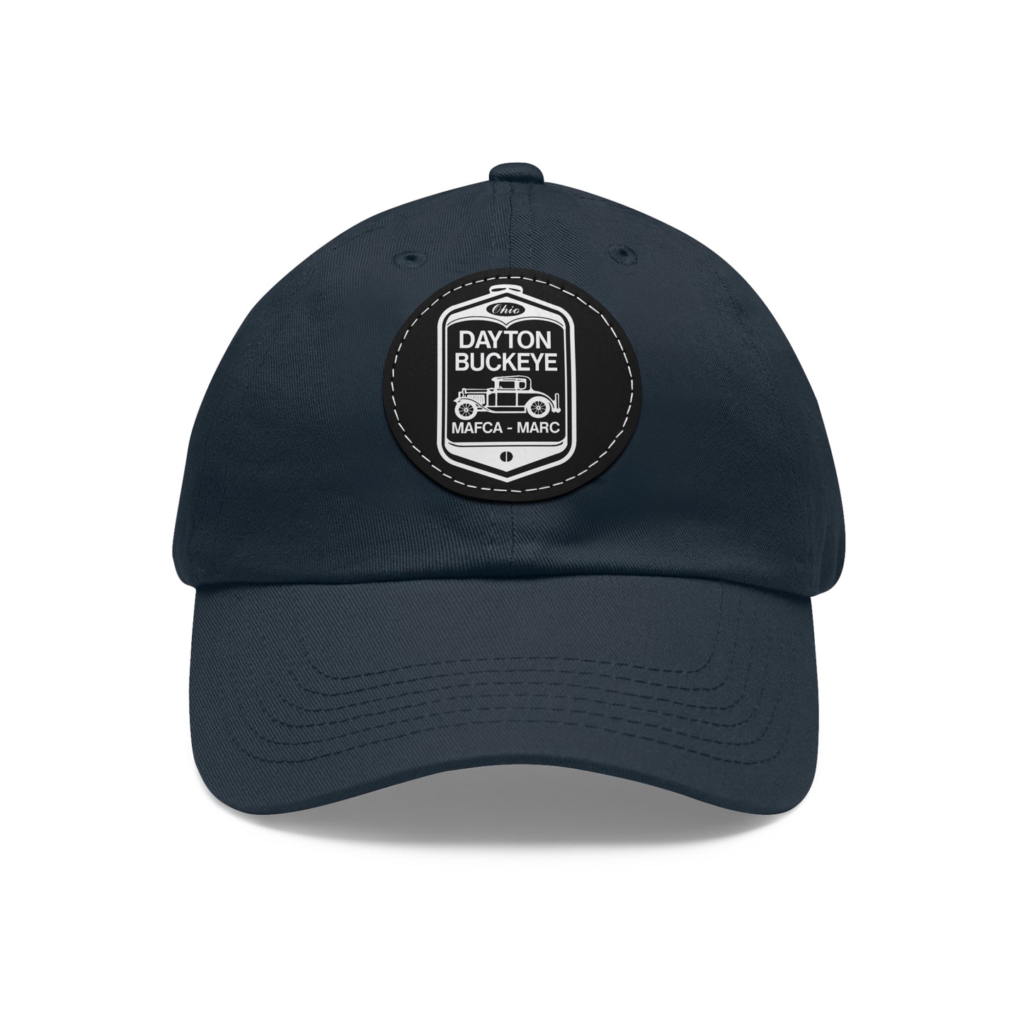 Dayton Buckeye Dad Hat with Leather Patch (Round)