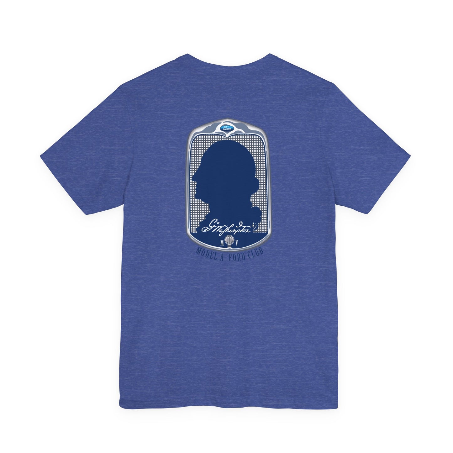George Washington Model A Ford Club (front and back blue logo) Unisex Jersey Short Sleeve Tee