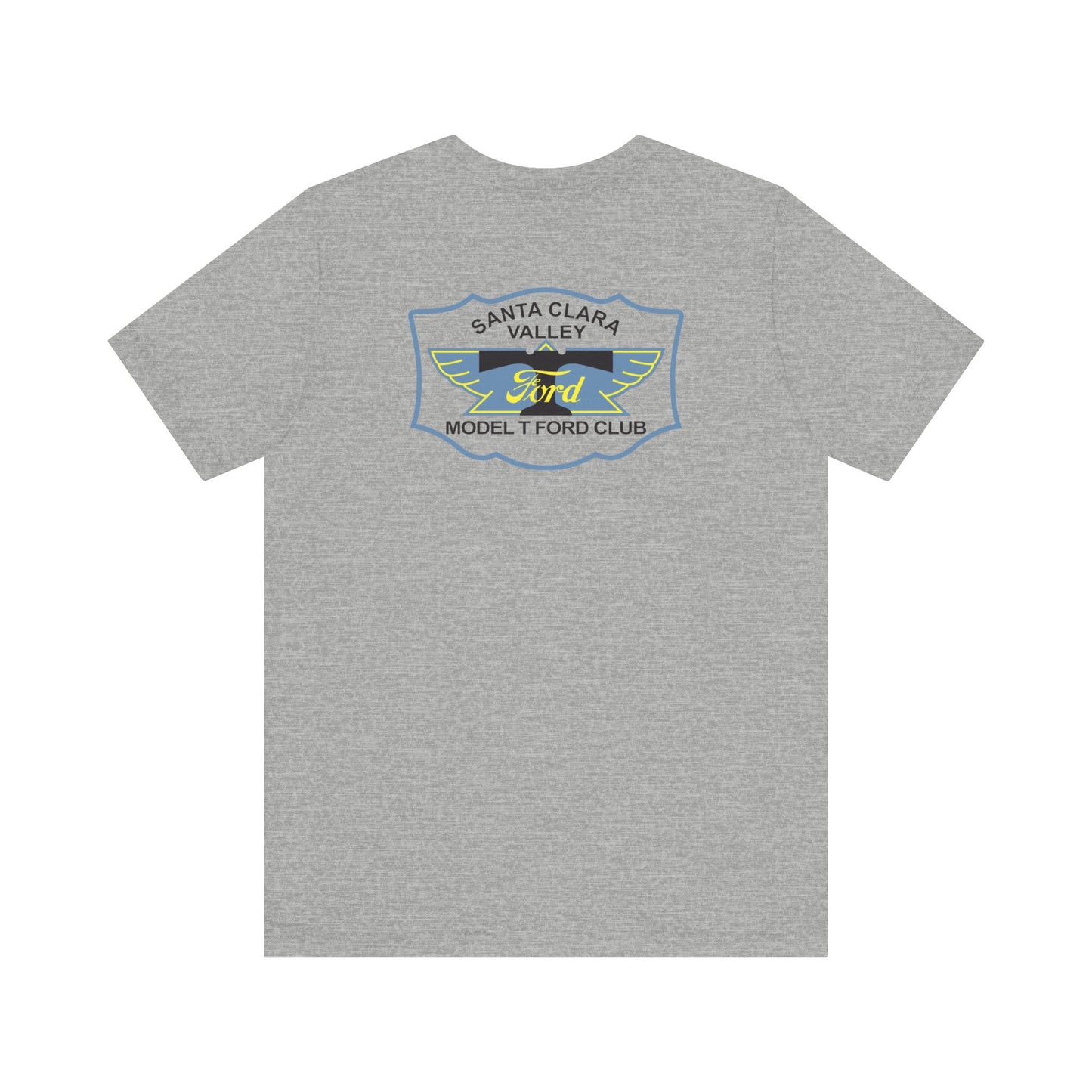 Santa Clara Valley Model T Ford Club (front and back print) Unisex Jersey Short Sleeve Tee