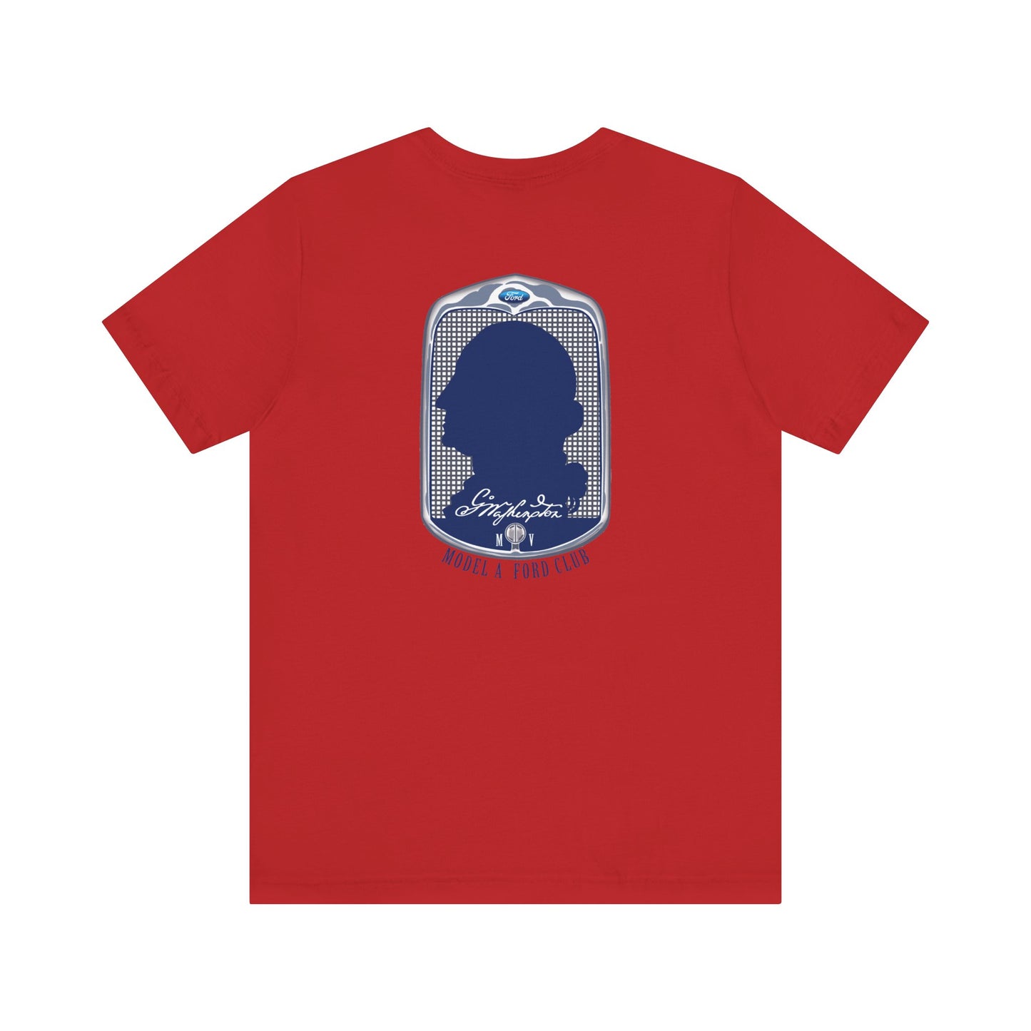 George Washington Model A Ford Club (front and back blue logo) Unisex Jersey Short Sleeve Tee