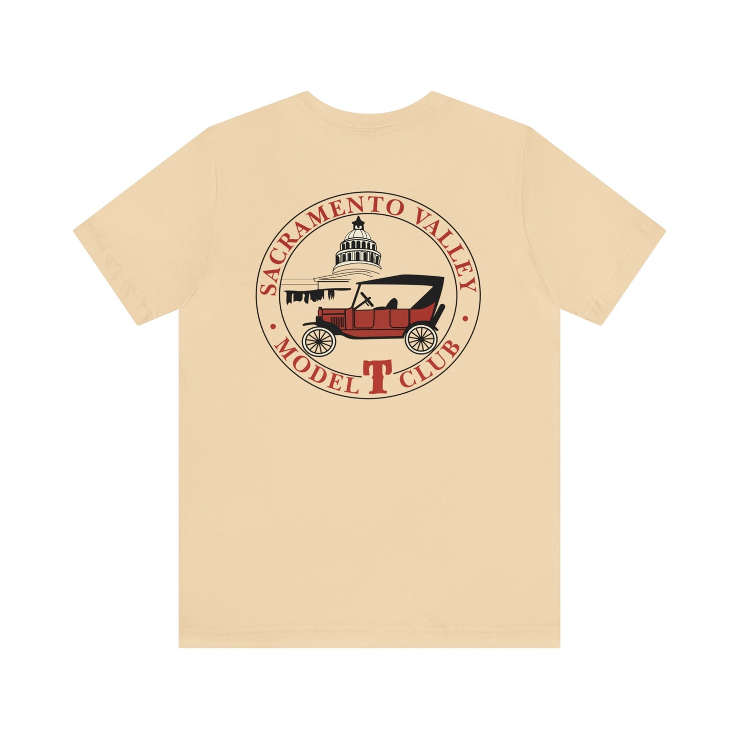 Sacramento Valley Model T Club (front and back logo) Unisex Jersey Short Sleeve Tee