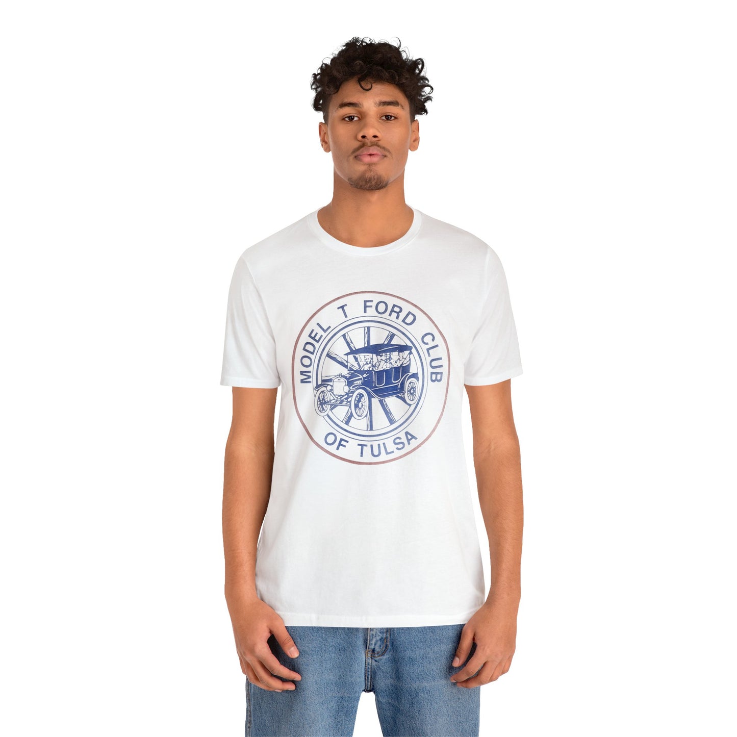 Model T Ford Club of Tulsa (Distressed effect for vintage look.) Unisex Jersey Short Sleeve Tee