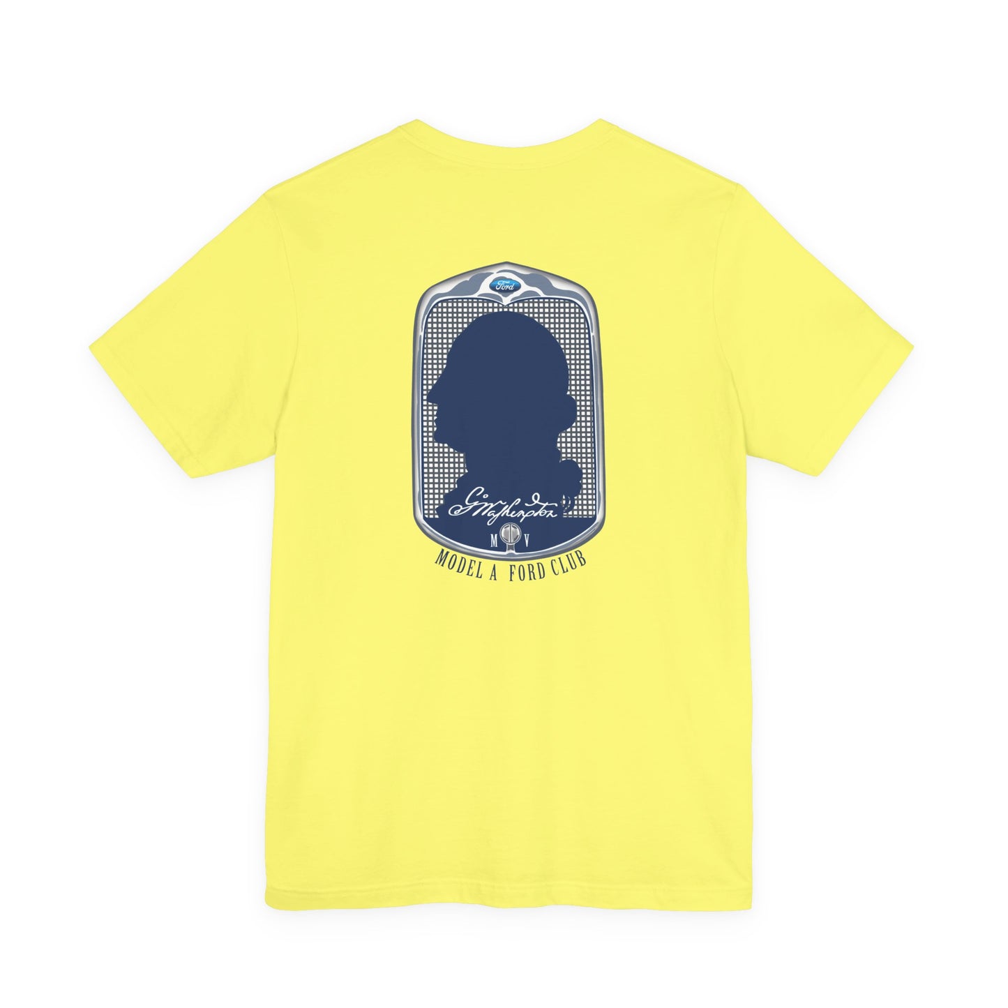 George Washington Model A Ford Club (front and back blue logo) Unisex Jersey Short Sleeve Tee
