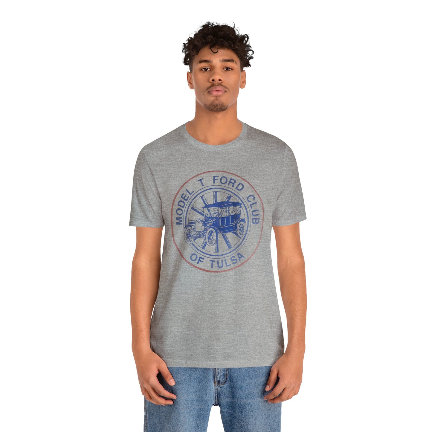 Model T Ford Club of Tulsa (Distressed effect for vintage look.) Unisex Jersey Short Sleeve Tee