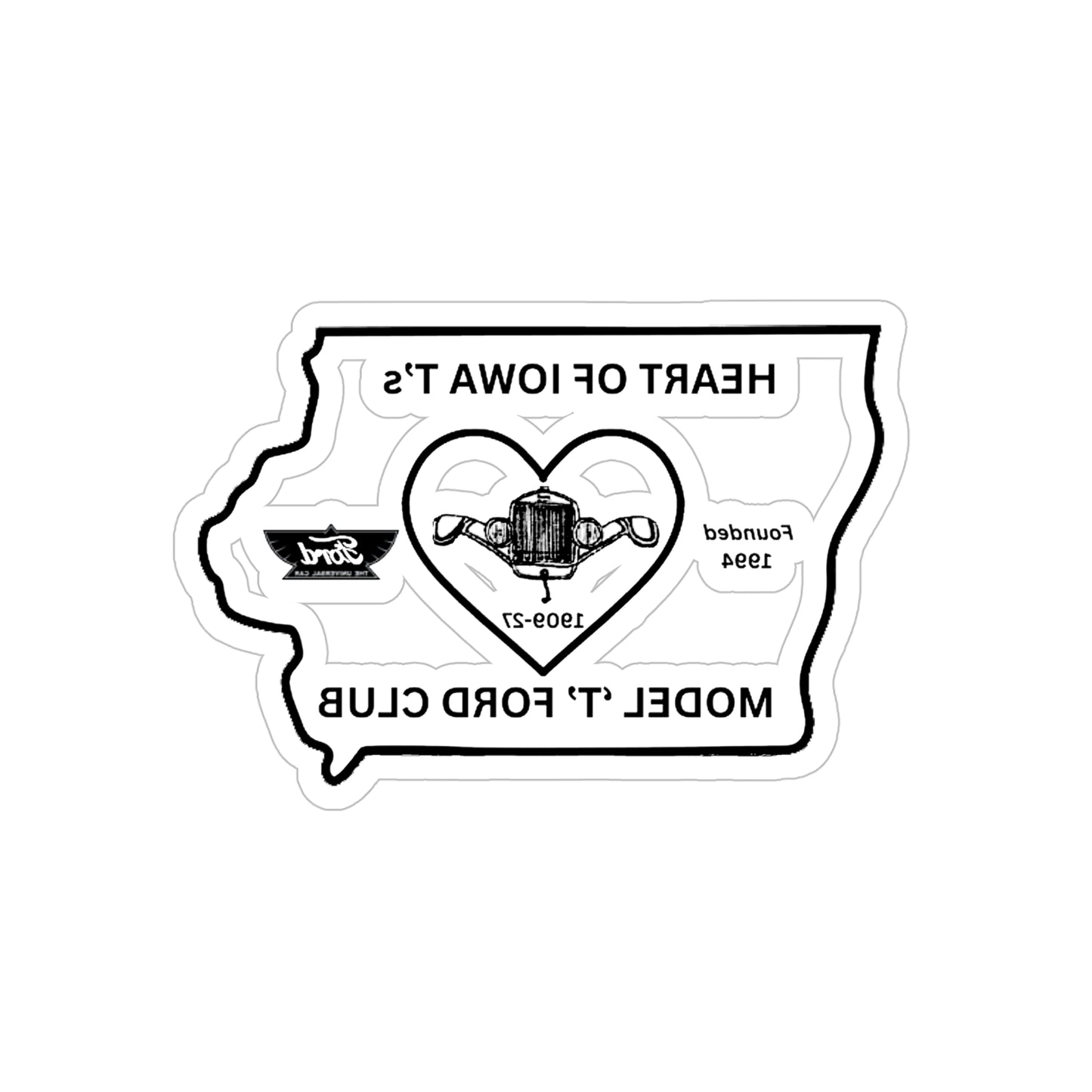 Heart of Iowa T's (for inside of windshield) Transparent Outdoor Stickers, Die-Cut, 1pc
