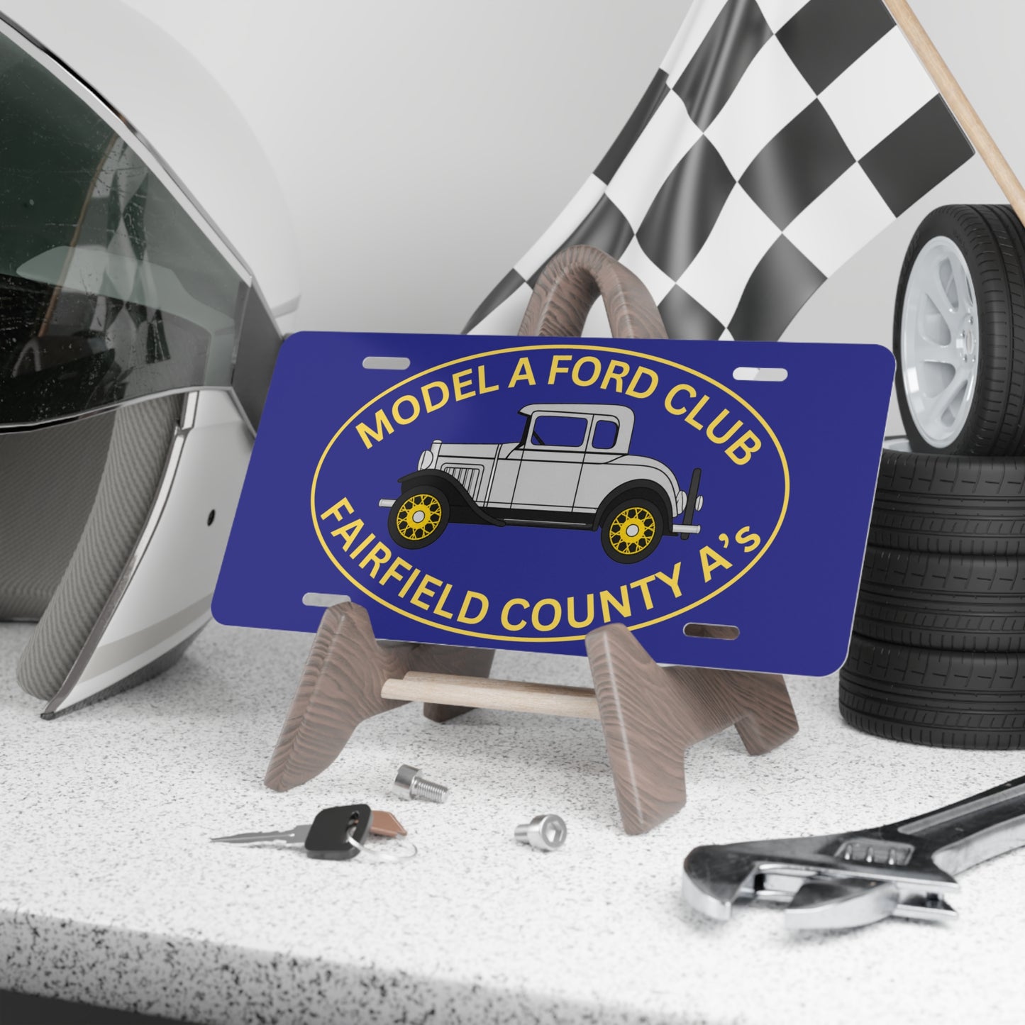 Fairfield County A's Model A Ford Club Vanity License Plate – "Fairfield County A's" Classic Car Emblem