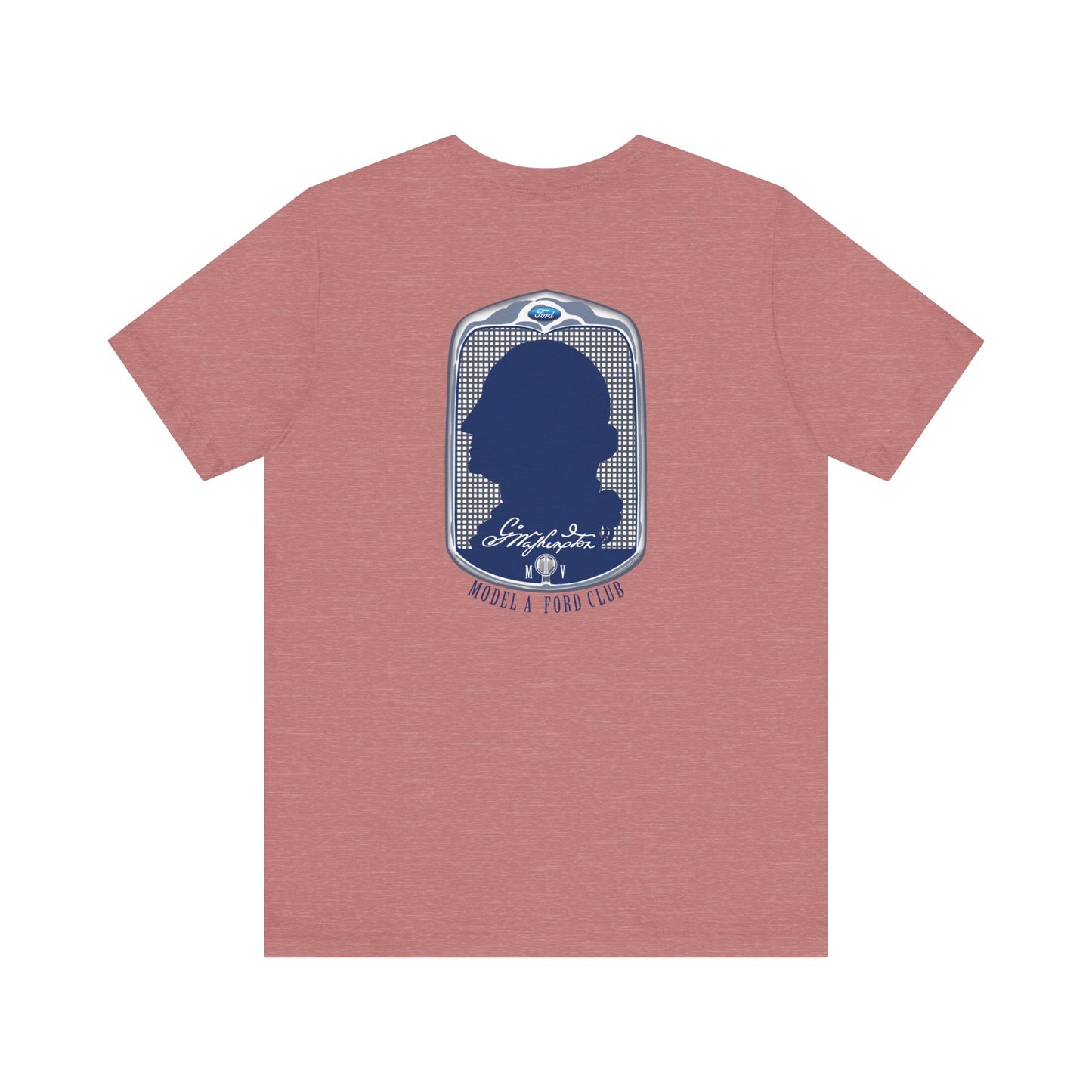 George Washington Model A Ford Club (front and back blue logo) Unisex Jersey Short Sleeve Tee