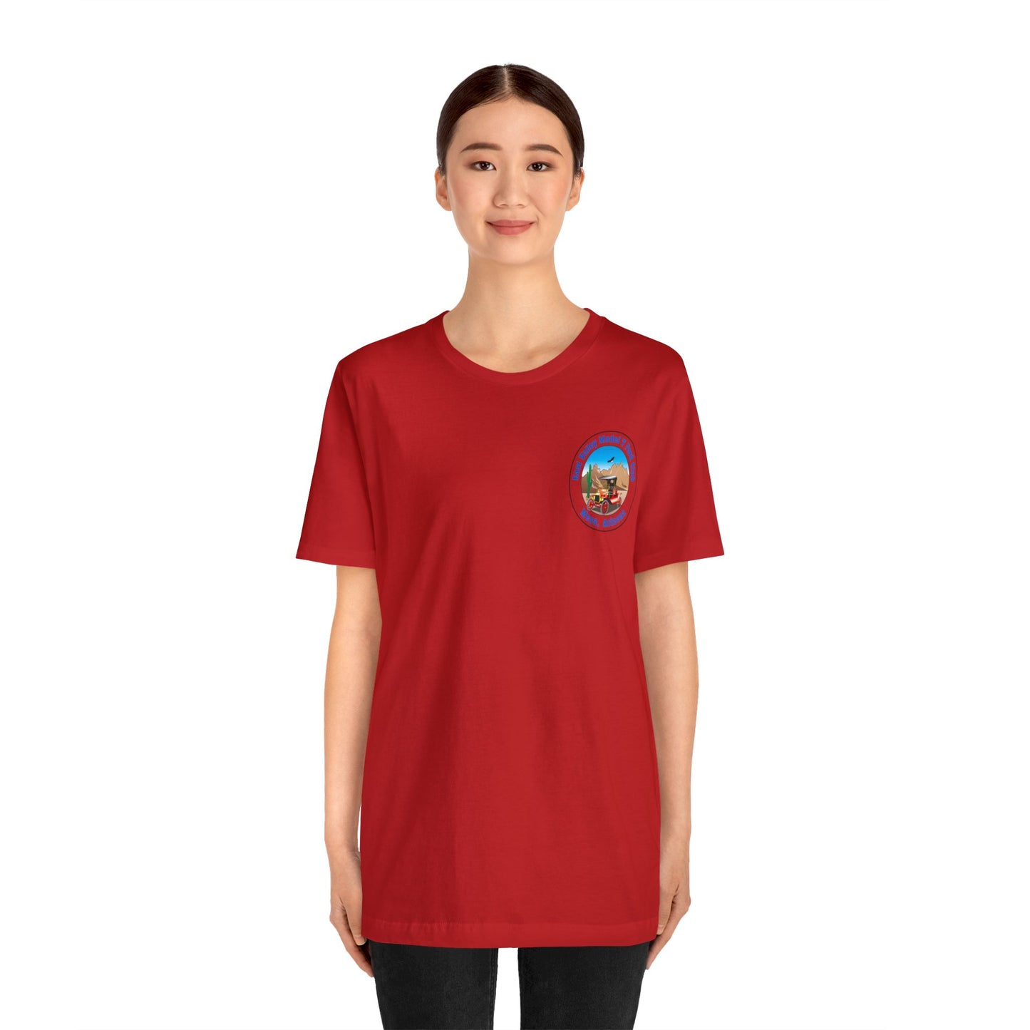 East Valley Model T Ford Club (front and back logo) Unisex Jersey Short Sleeve Tee