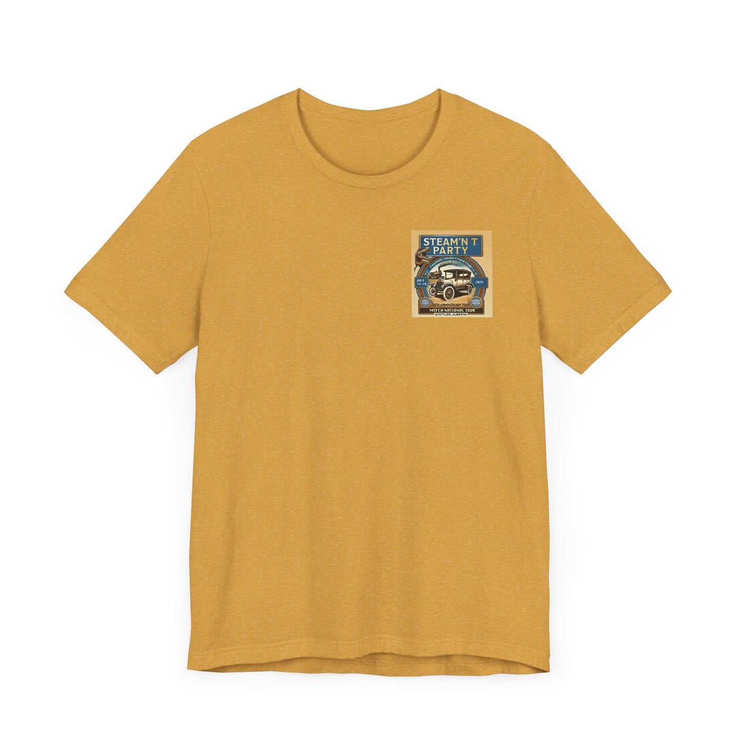 Foothills Model T Ford Club STEAM'N T PARTY (front and back logos) Unisex Short Sleeve Shirt