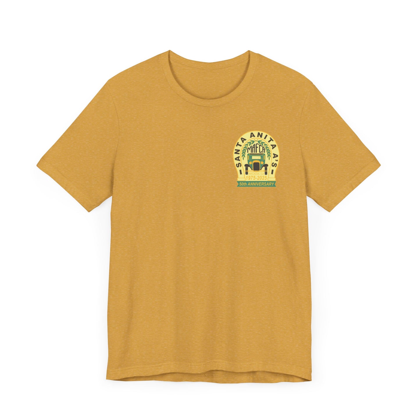 Santa Anita A's MAFCA 50th Anniversary Unisex Tee (front and back logos) - Celebrate with Style