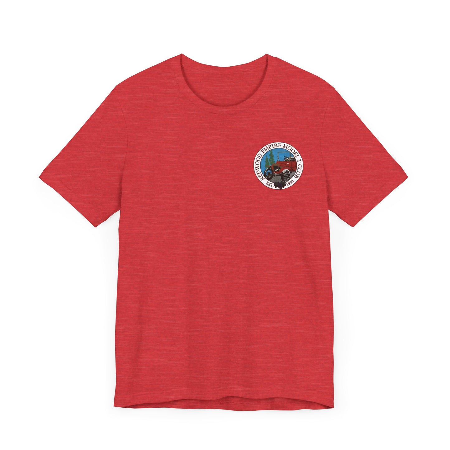 Redwood Empire Model T Club (single small front logo) Unisex Short Sleeve Tee - Outdoor Graphic T-Shirt