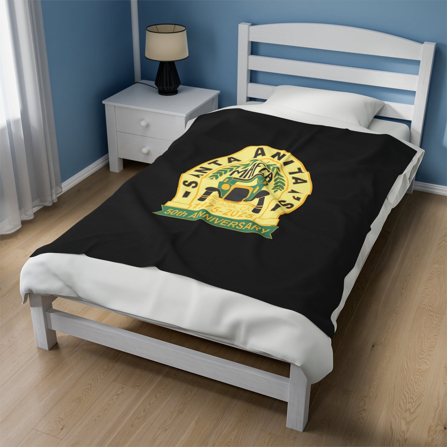 Santa Anita A's 50th Anniversary Velveteen Plush Blanket - Cozy Celebration Gift for your open car