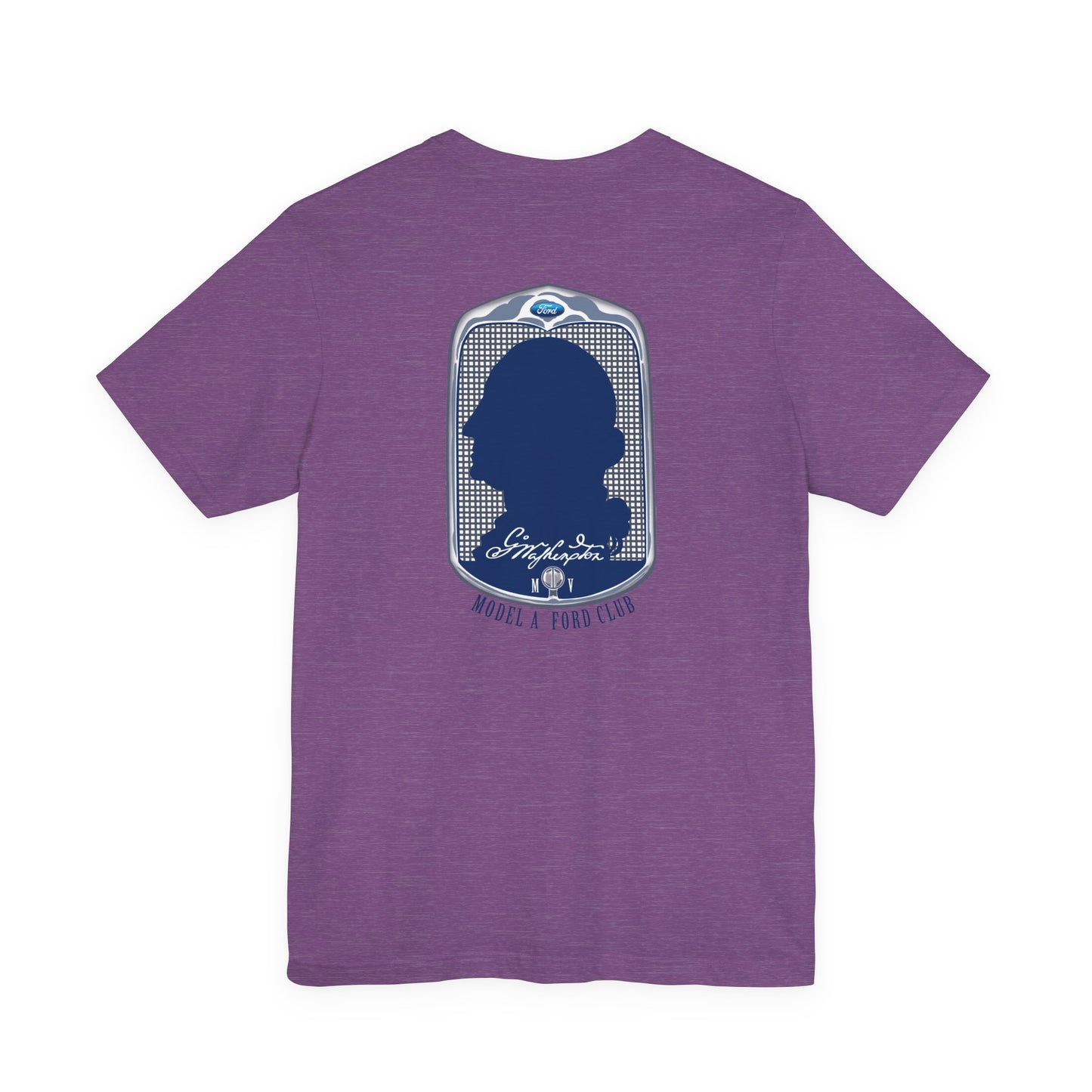 George Washington Model A Ford Club (front and back blue logo) Unisex Jersey Short Sleeve Tee