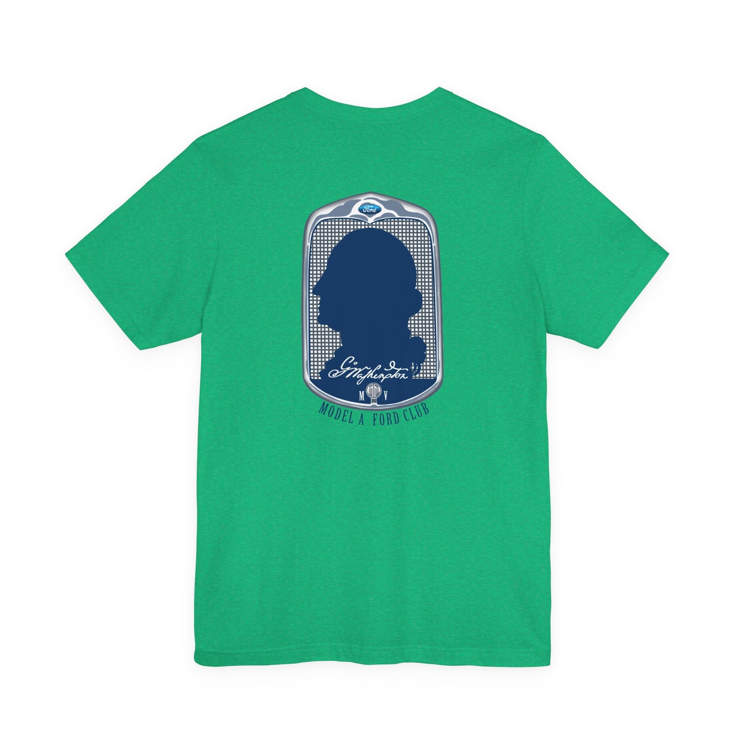 George Washington Model A Ford Club (front and back blue logo) Unisex Jersey Short Sleeve Tee