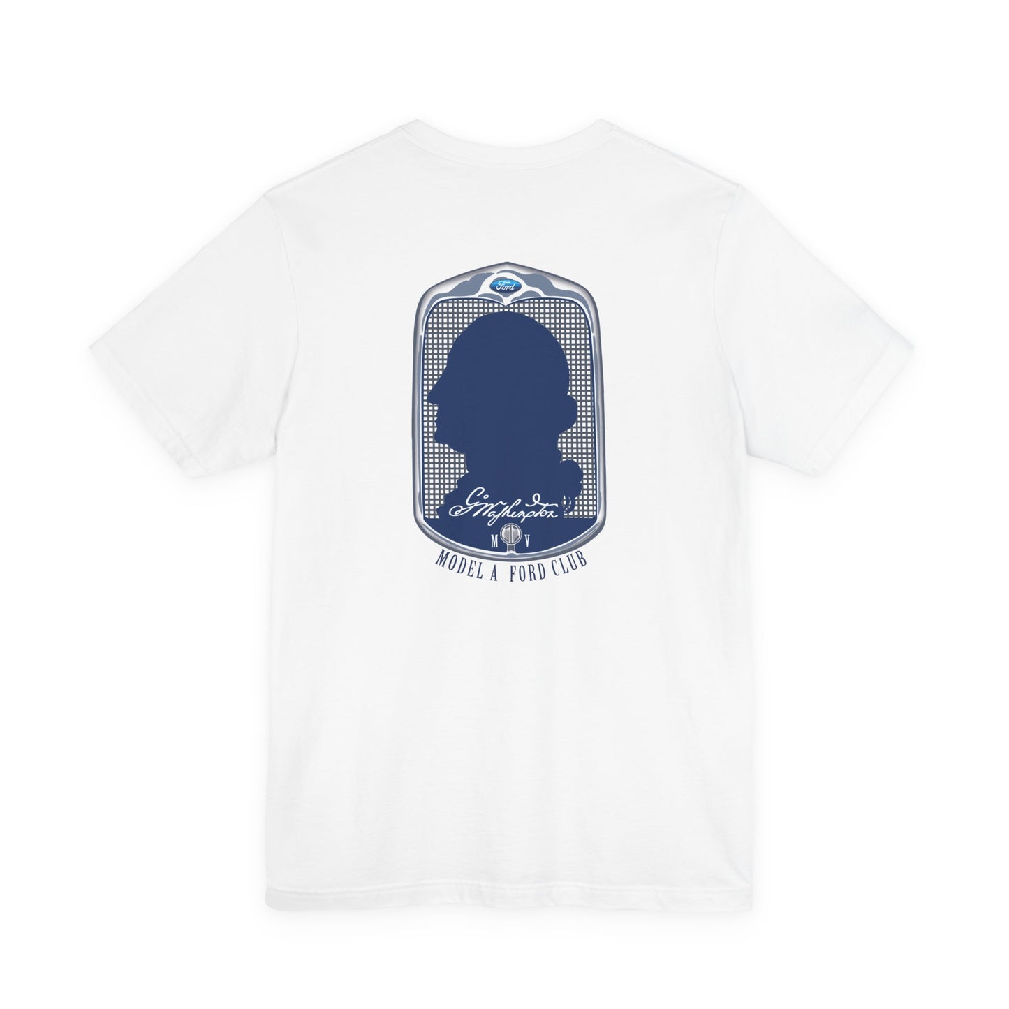 George Washington Model A Ford Club (front and back blue logo) Unisex Jersey Short Sleeve Tee