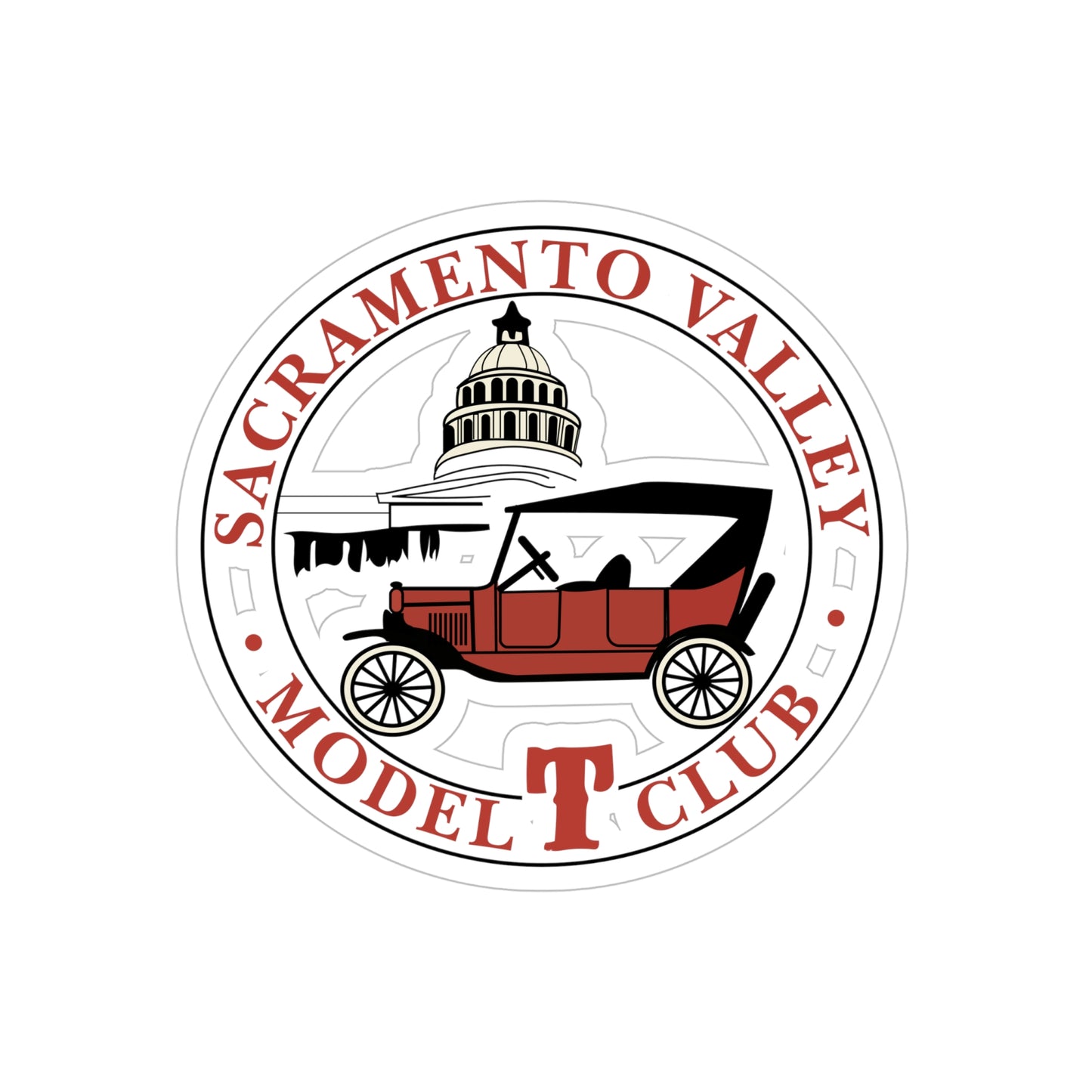 Sacramento Valley Model T Club Transparent Outdoor Stickers, Die-Cut, 1pcs