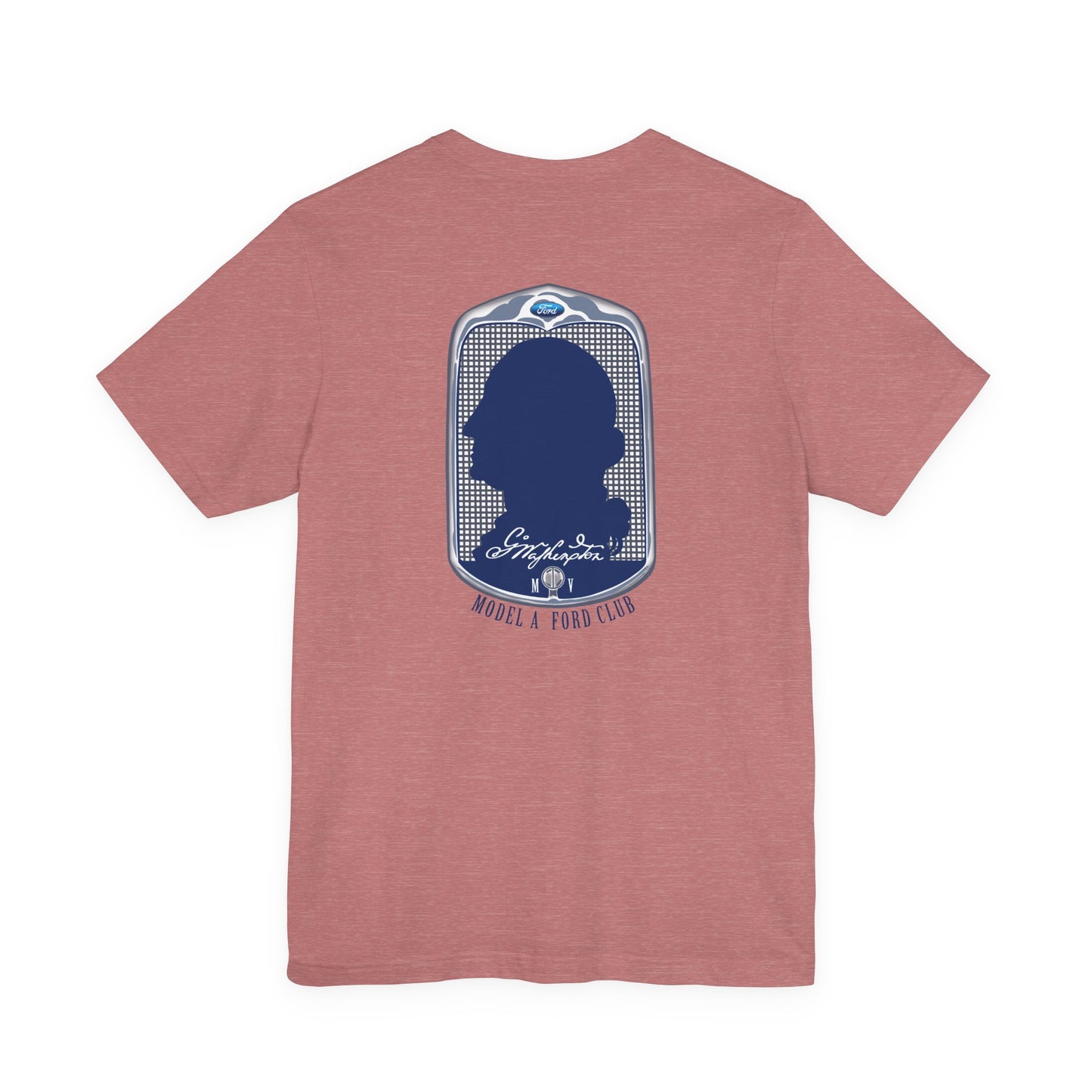 George Washington Model A Ford Club (front and back blue logo) Unisex Jersey Short Sleeve Tee