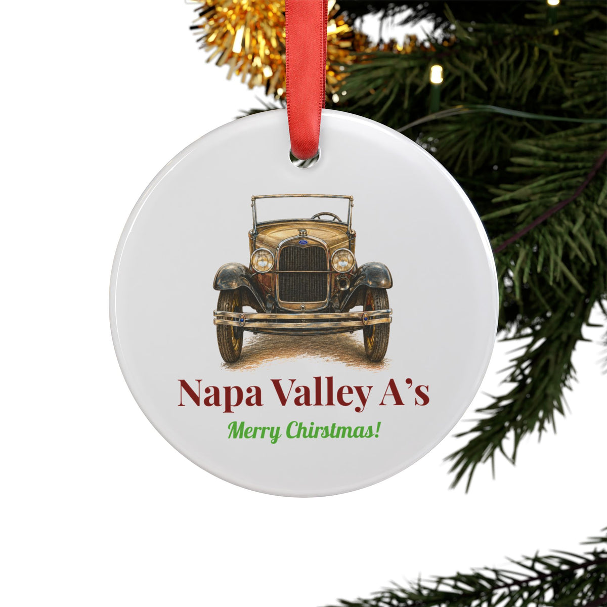 Napa Valley A's Merry Christmas Acrylic Ornament