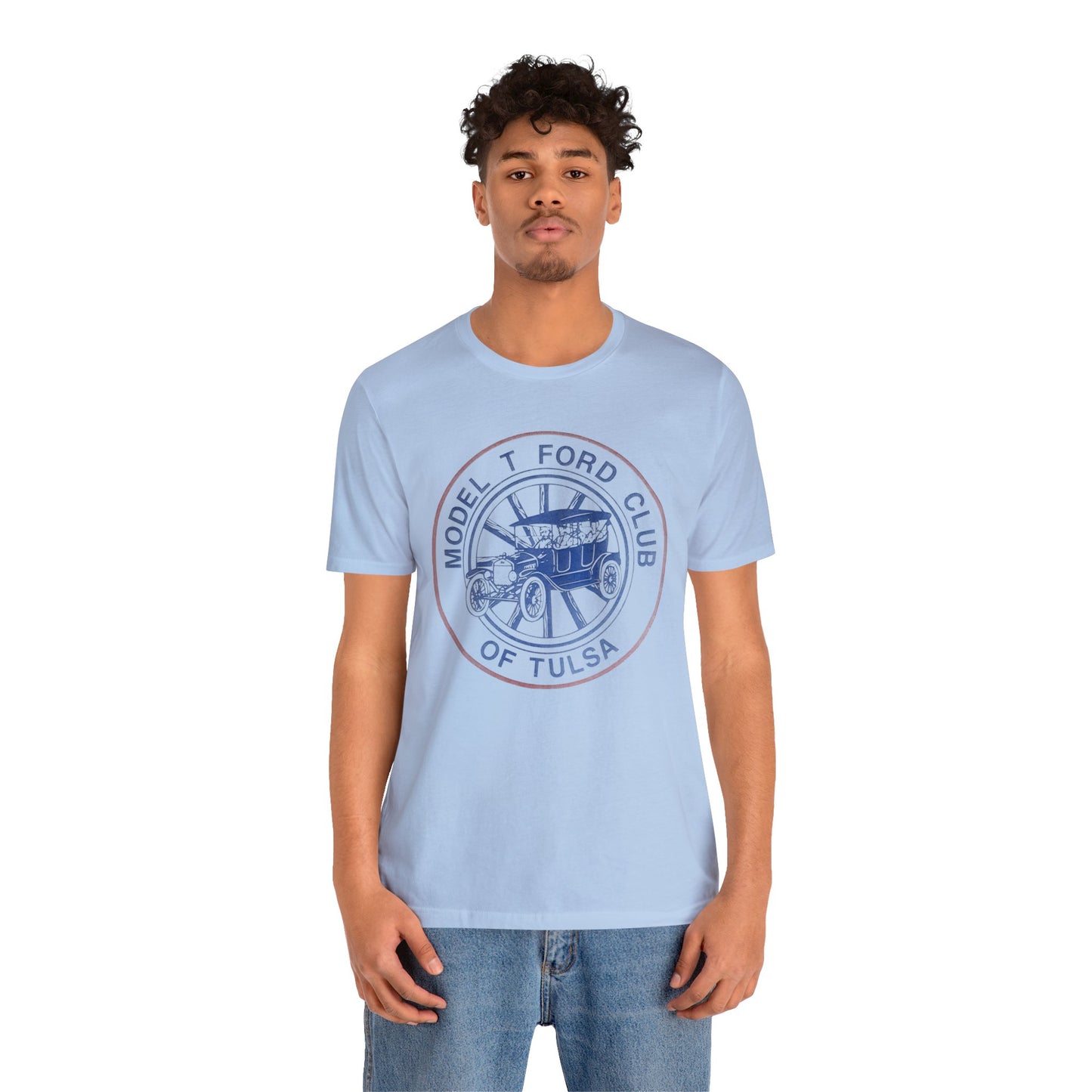 Model T Ford Club of Tulsa (Distressed effect for vintage look.) Unisex Jersey Short Sleeve Tee