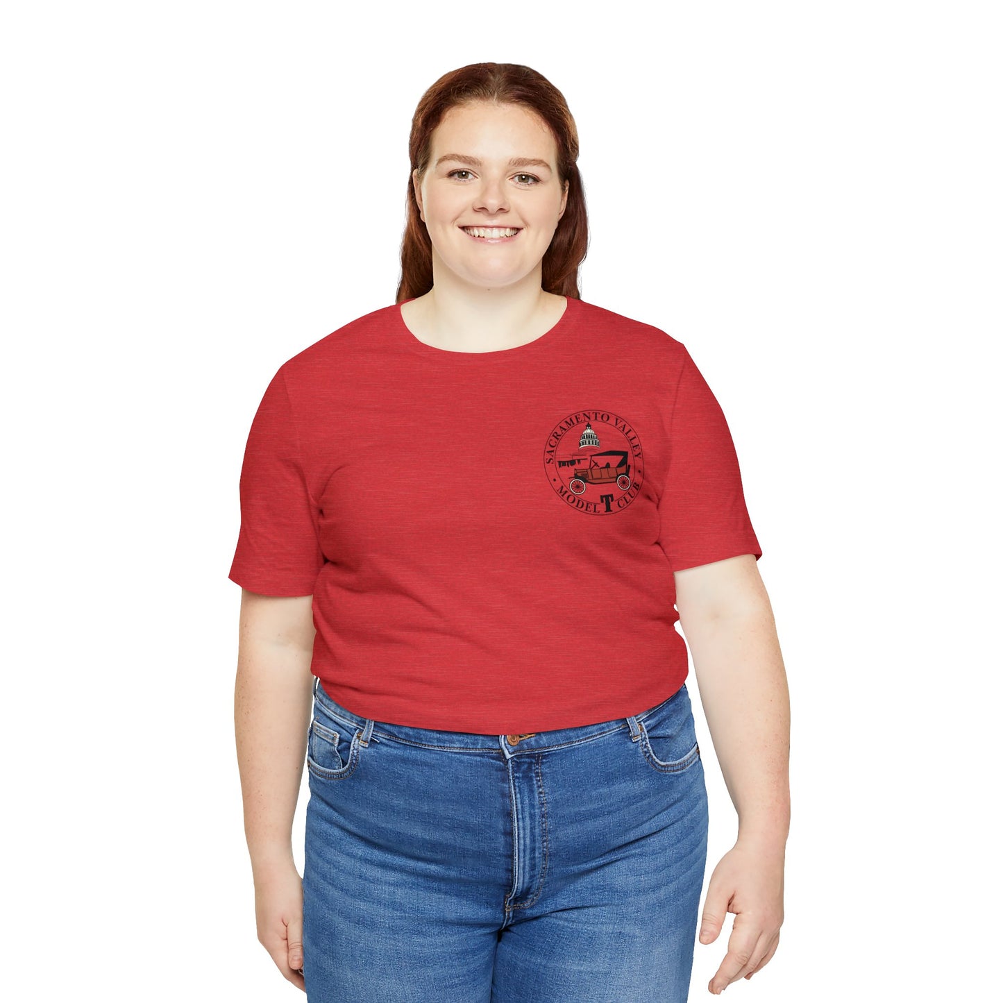 Sacramento Valley Model T Club (front and back logo) Unisex Jersey Short Sleeve Tee