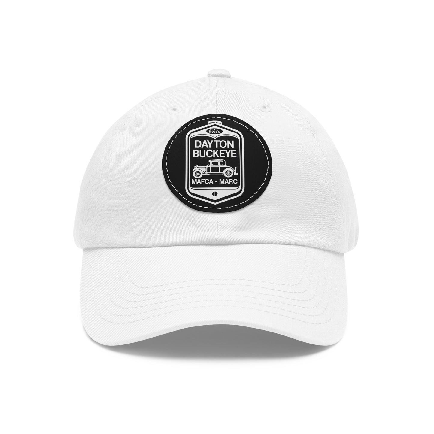 Dayton Buckeye Dad Hat with Leather Patch (Round)