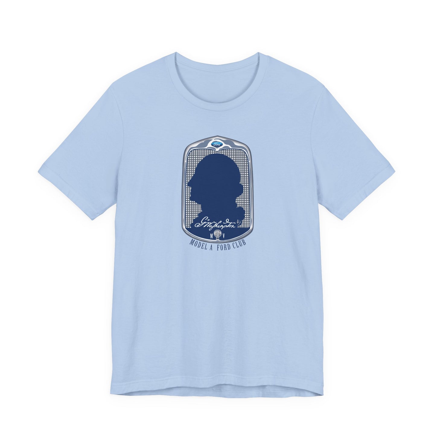 George Washington Model A Ford Club (front blue logo) Unisex Jersey Short Sleeve Tee