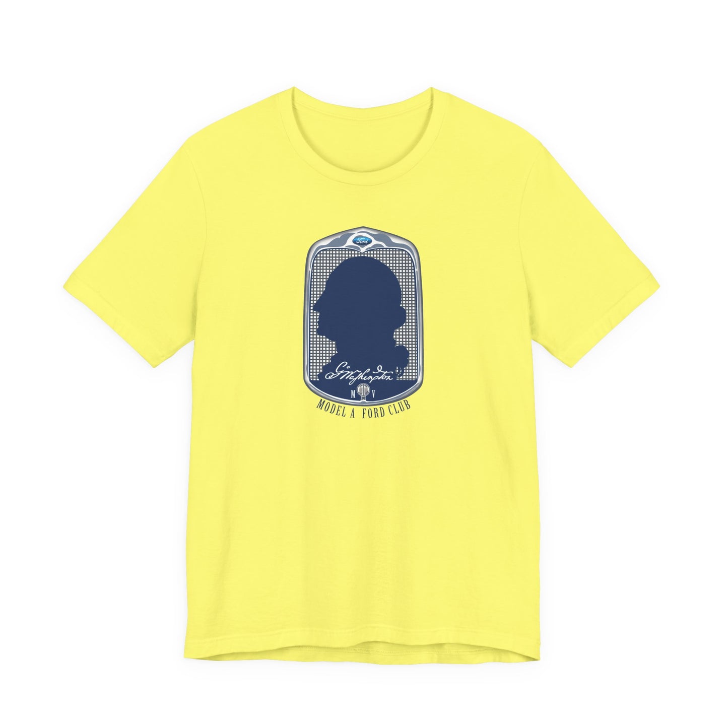 George Washington Model A Ford Club (front blue logo) Unisex Jersey Short Sleeve Tee