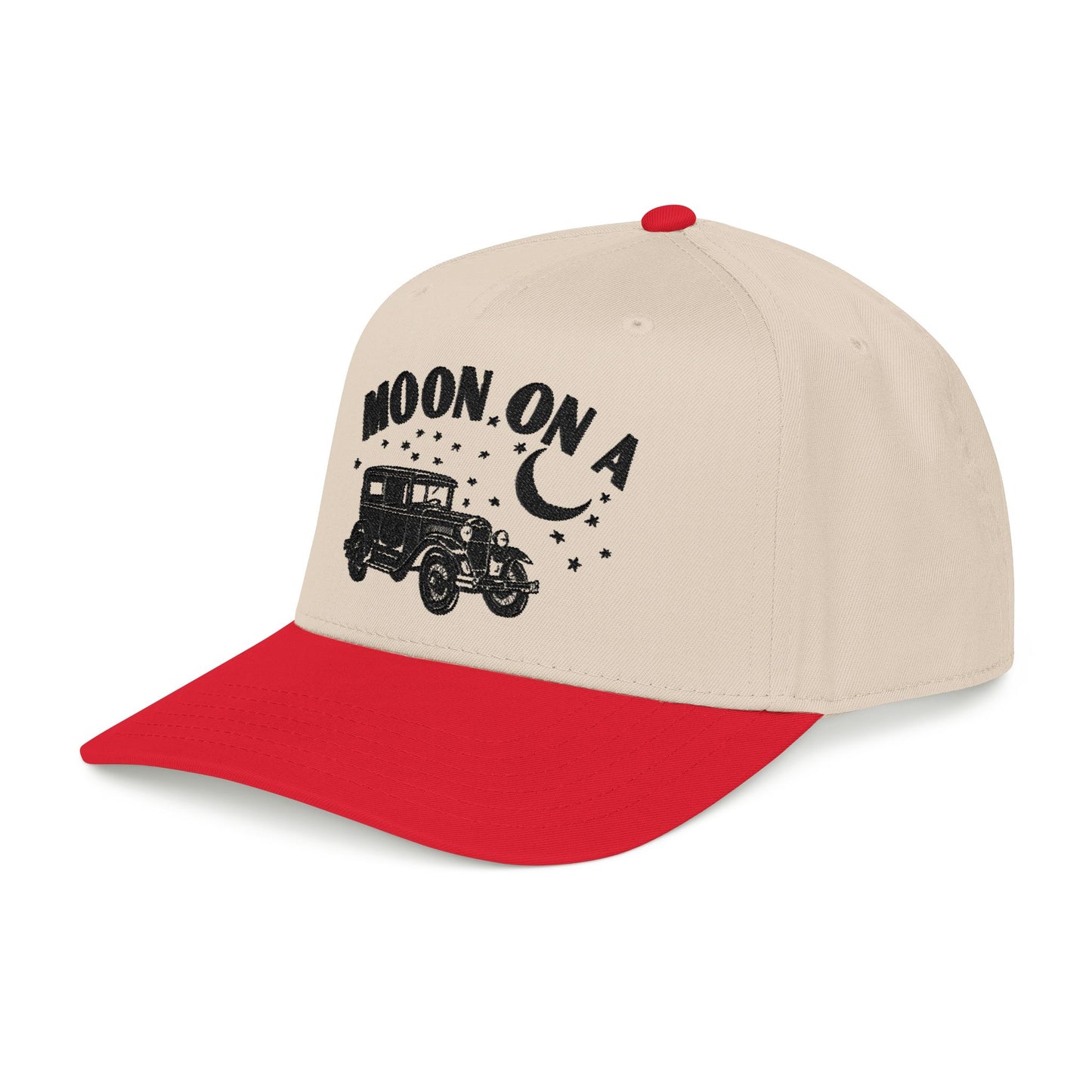 Moon On A - Embroidered Mid Profile Baseball Cap