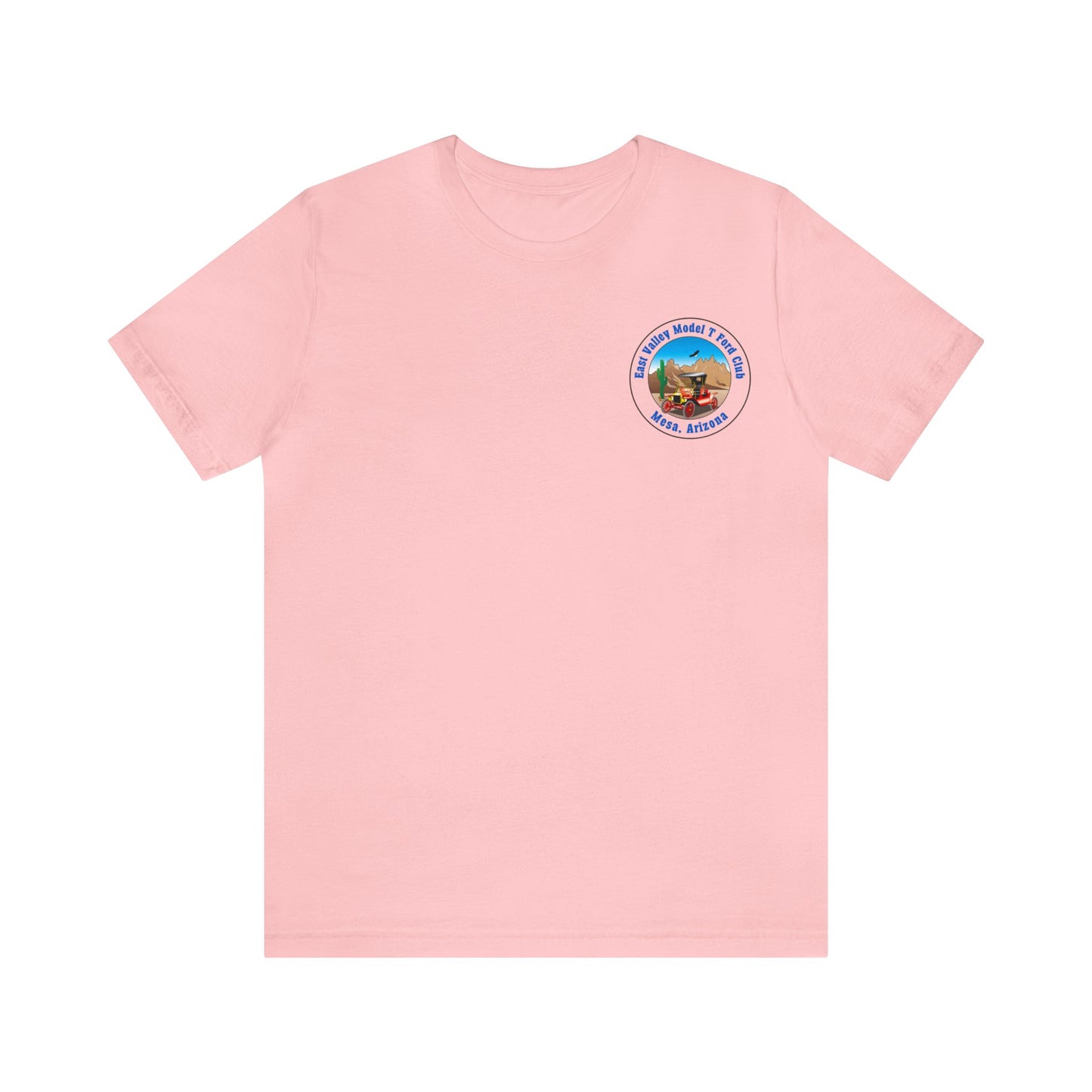 East Valley Model T Ford Club (front and back logo) Unisex Jersey Short Sleeve Tee