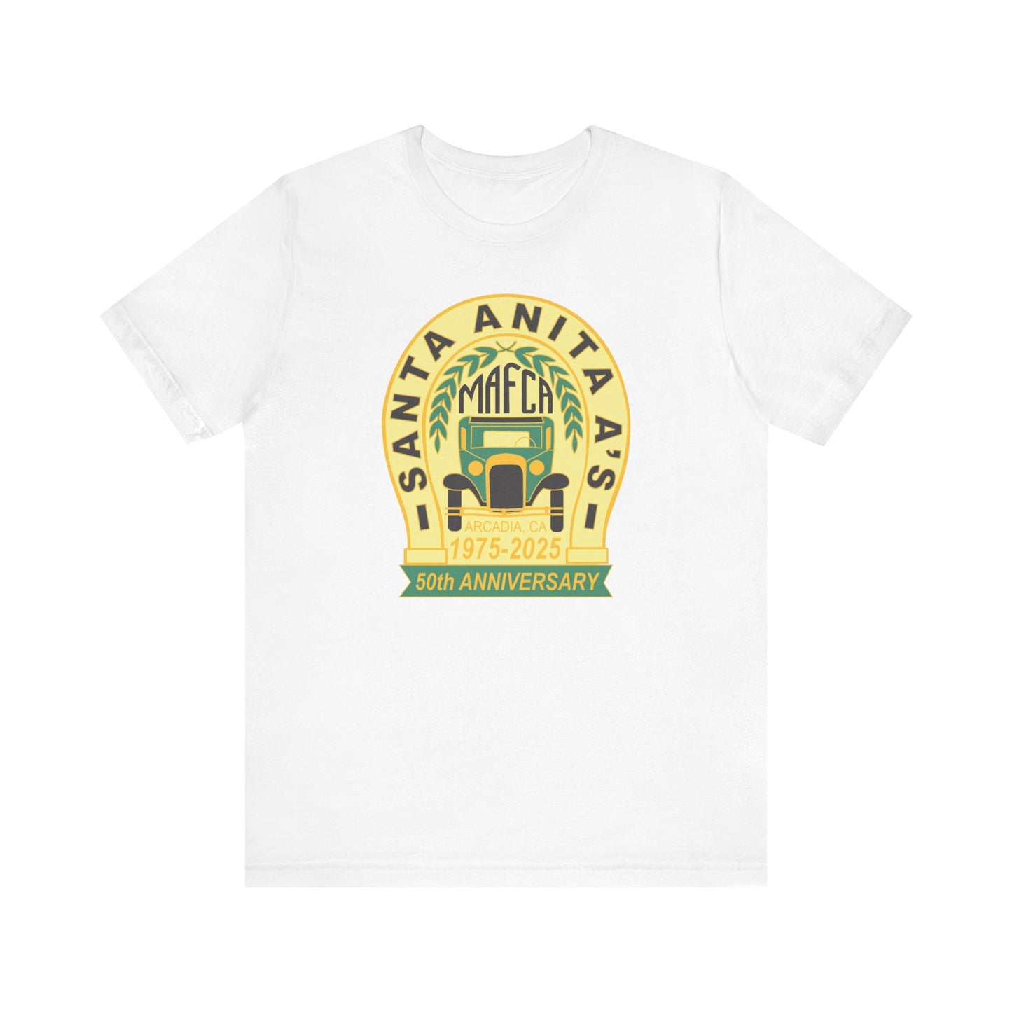 Santa Anita A's MAFCA 50th Anniversary (front logo) Unisex Jersey Tee