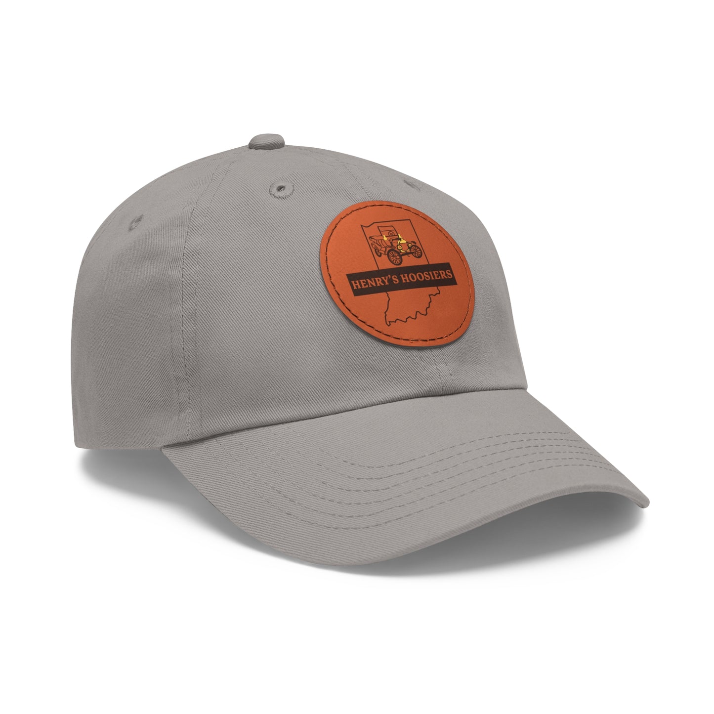 Henry's Hoosiers Dad Hat with Leather Patch (Round)