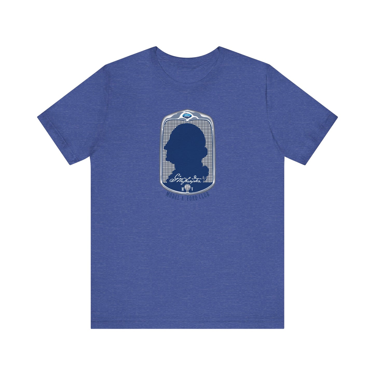 George Washington Model A Ford Club (front blue logo) Unisex Jersey Short Sleeve Tee