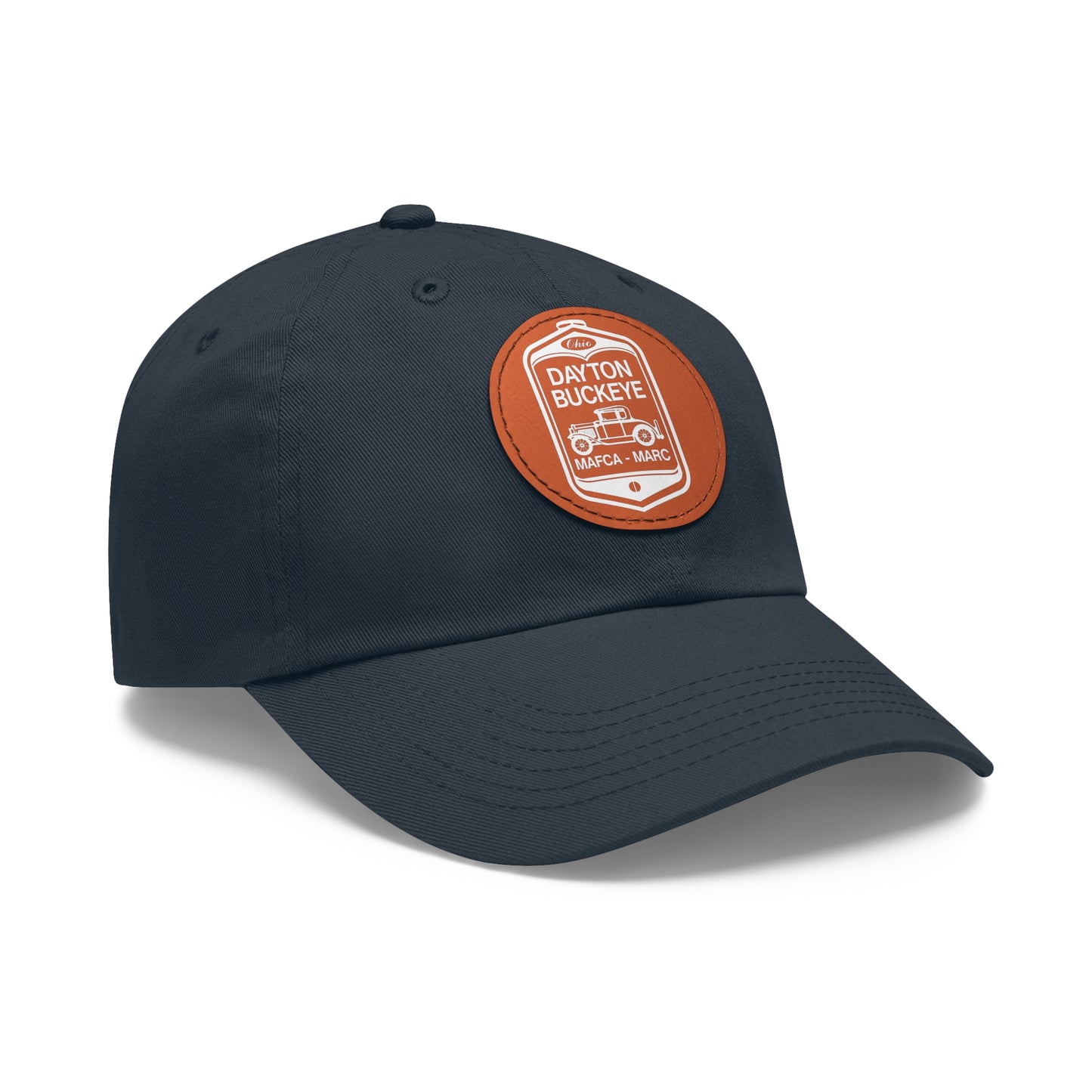 Dayton Buckeye Dad Hat with Leather Patch (Round)