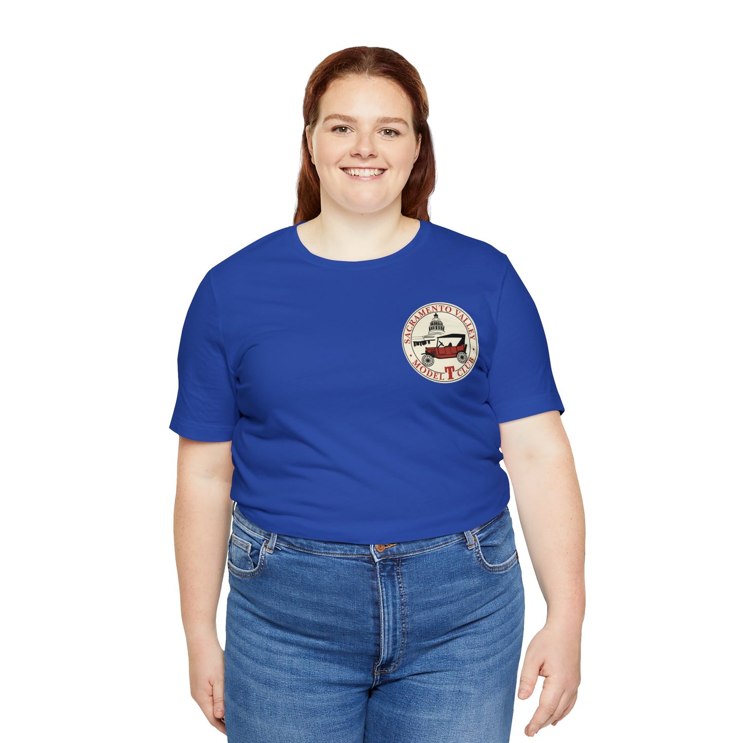 Sacramento Valley Model T Club (front and back logo) Unisex Jersey Short Sleeve Tee