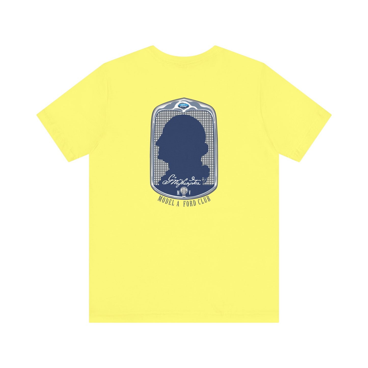George Washington Model A Ford Club (front and back blue logo) Unisex Jersey Short Sleeve Tee