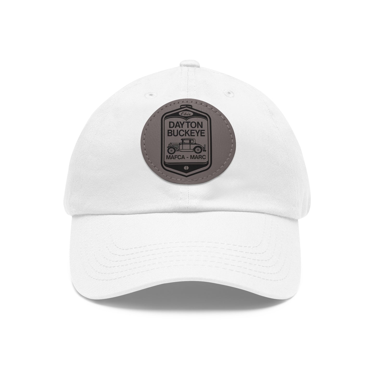 Dayton Buckeye Dad Hat with Leather Patch (Round)