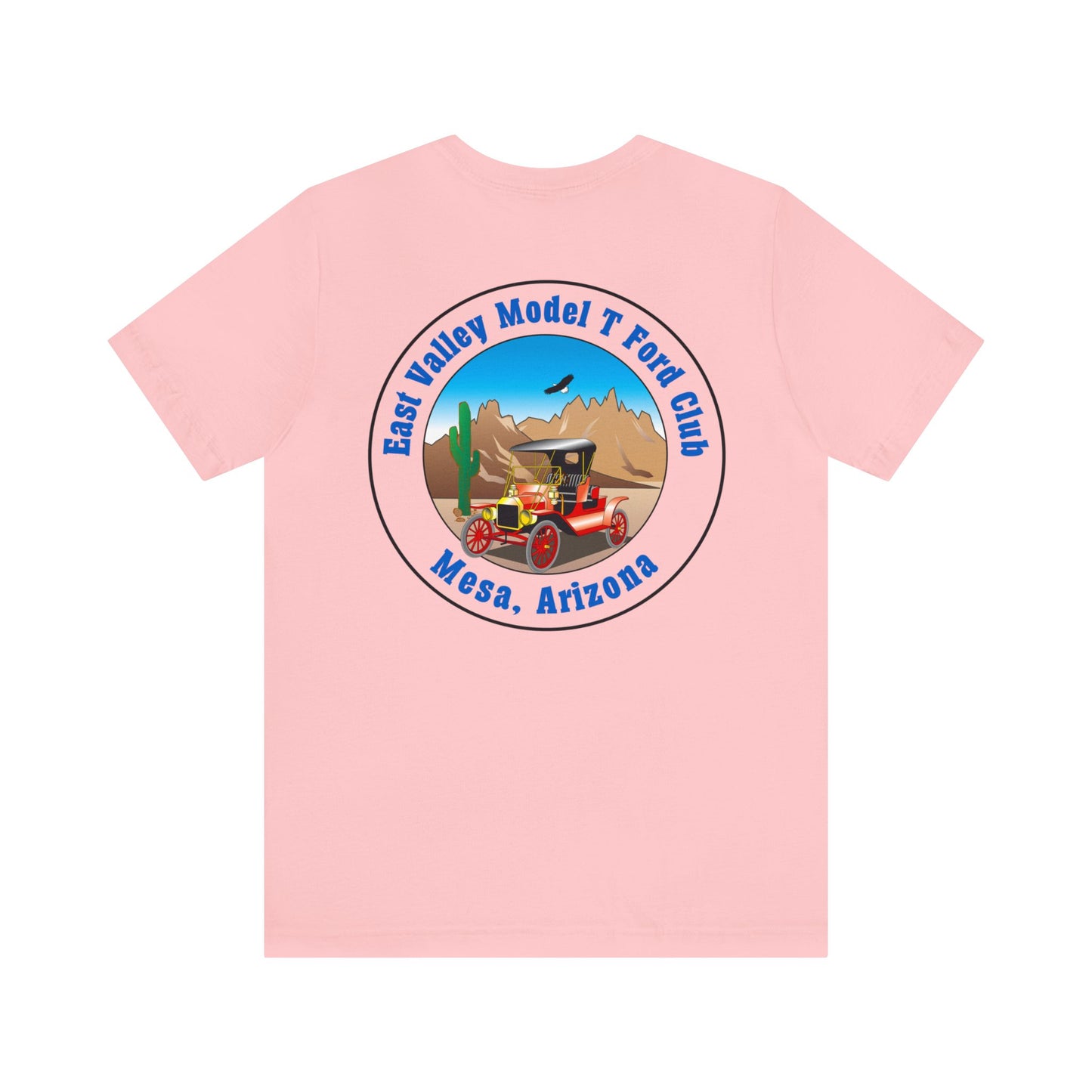 East Valley Model T Ford Club (front and back logo) Unisex Jersey Short Sleeve Tee