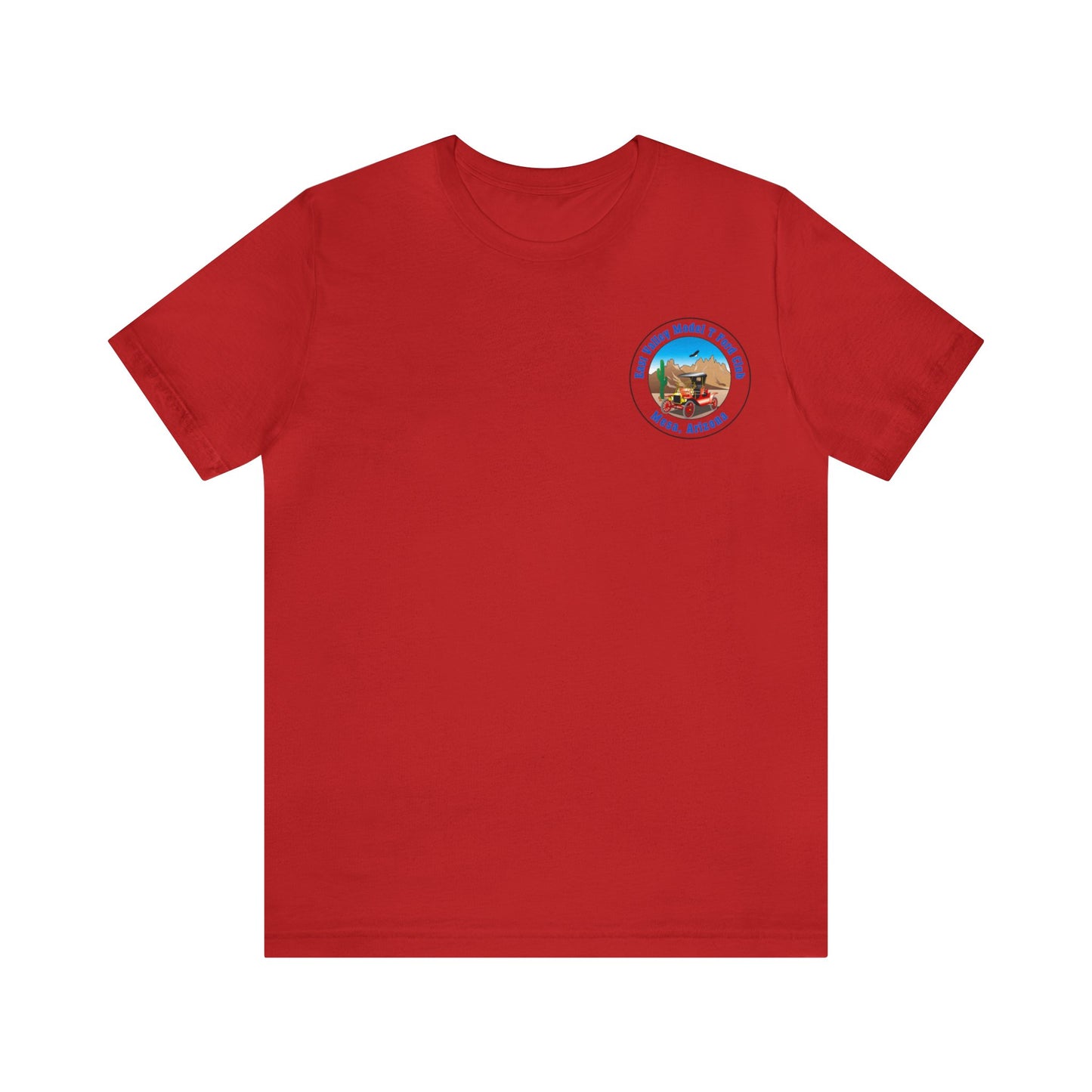 East Valley Model T Ford Club (front and back logo) Unisex Jersey Short Sleeve Tee