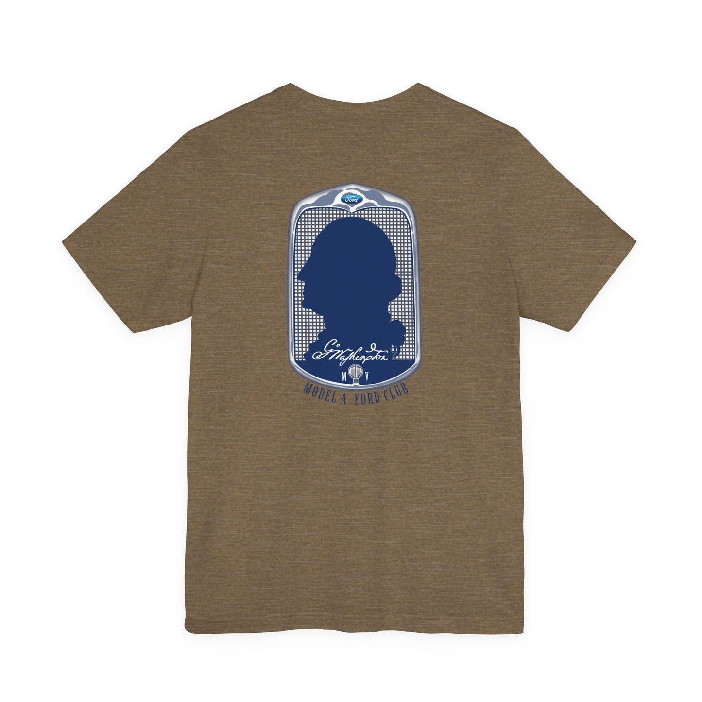 George Washington Model A Ford Club (front and back blue logo) Unisex Jersey Short Sleeve Tee