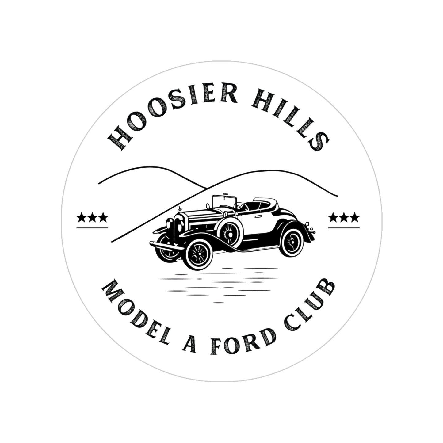 Hoosier Hills Model A Ford Club Transparent Outdoor Stickers, Round, 1pcs