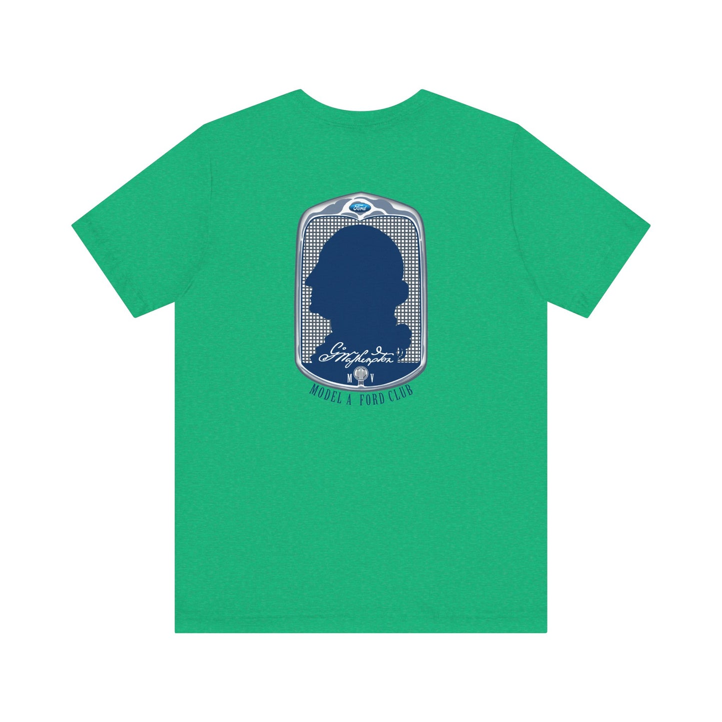 George Washington Model A Ford Club (front and back blue logo) Unisex Jersey Short Sleeve Tee